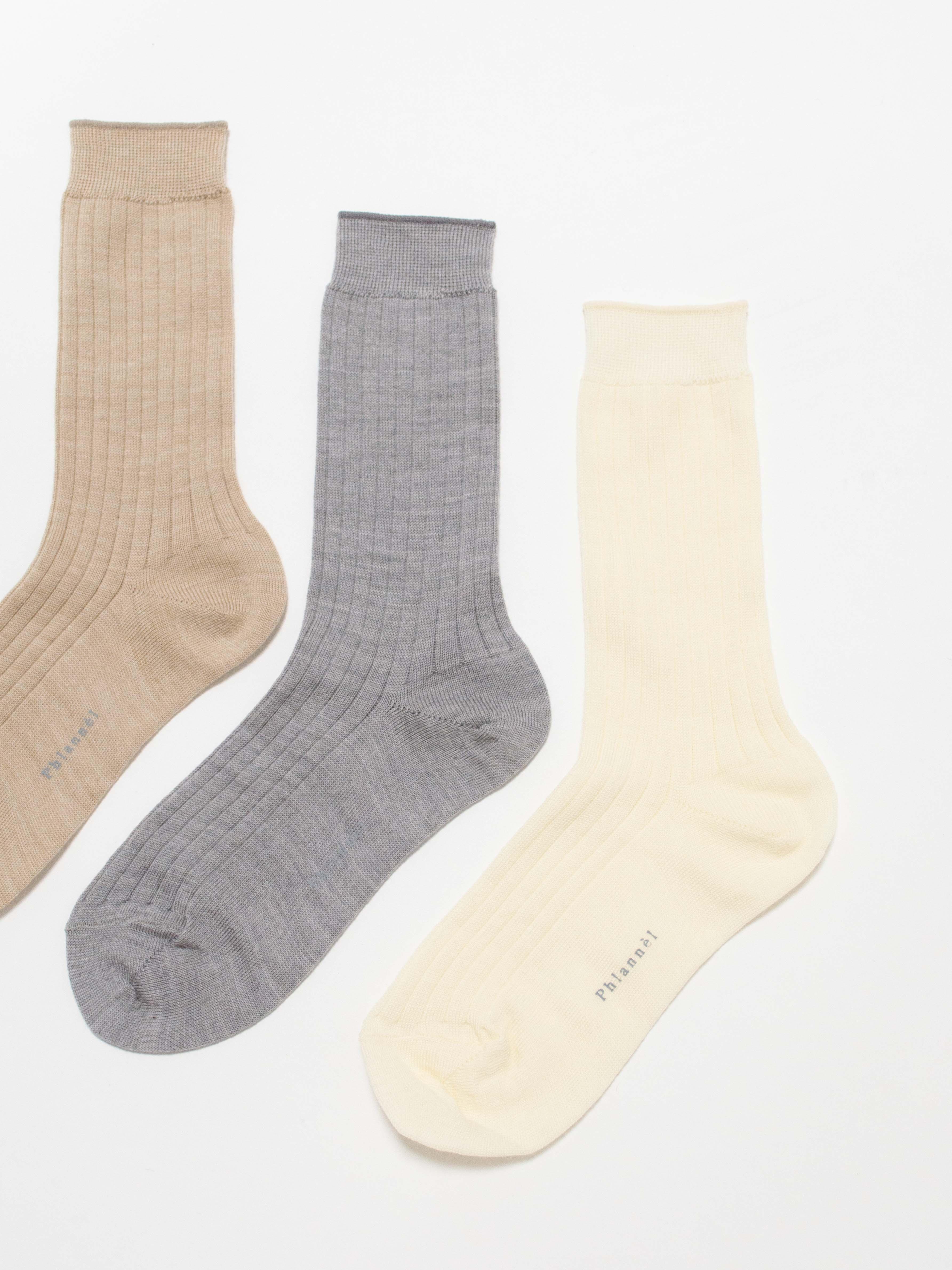 Namu Shop - Phlannel Women's 3-Pack Wool Socks (Gray, Ivory, Beige)