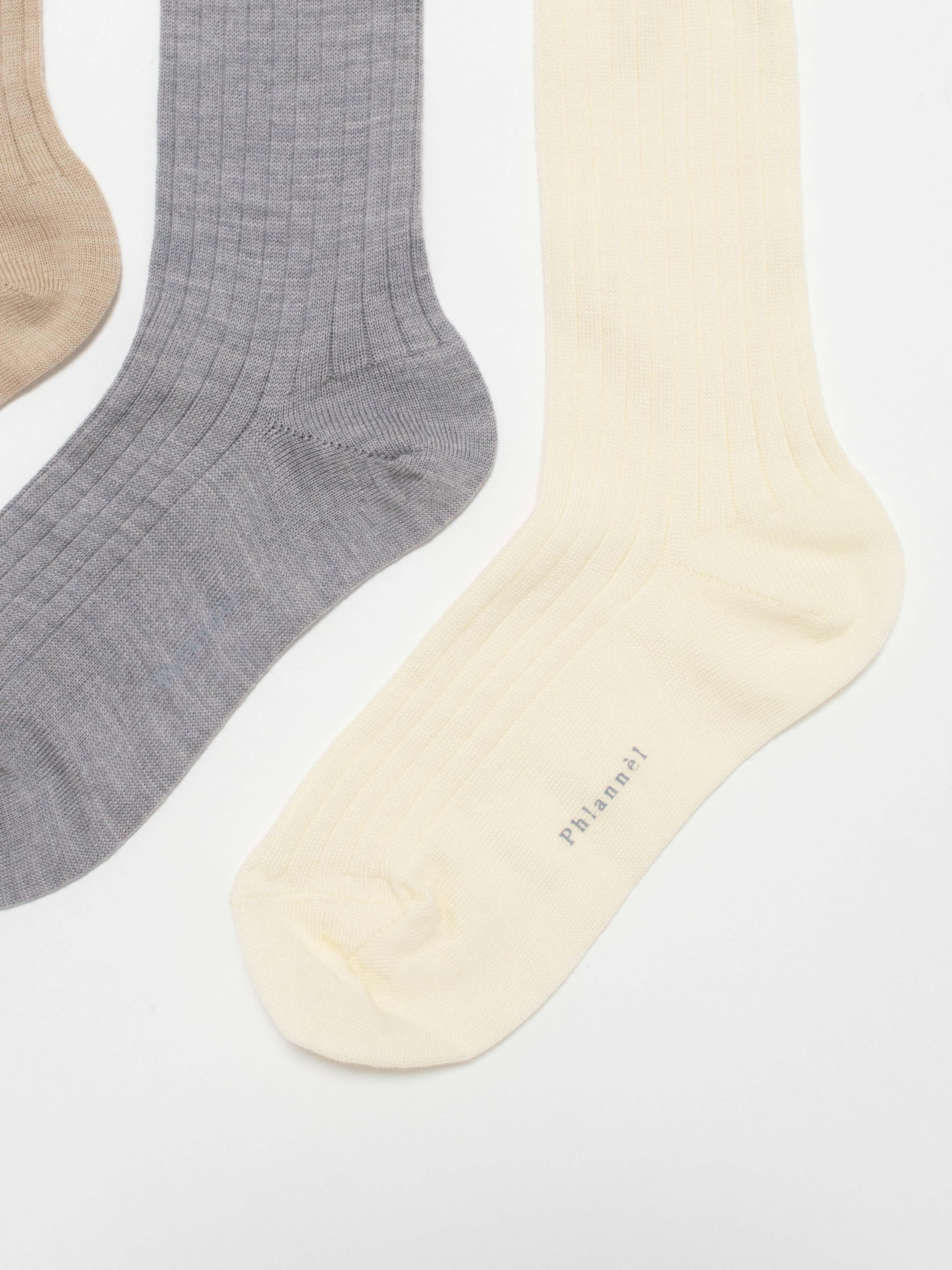 Namu Shop - Phlannel Women's 3-Pack Wool Socks (Gray, Ivory, Beige)
