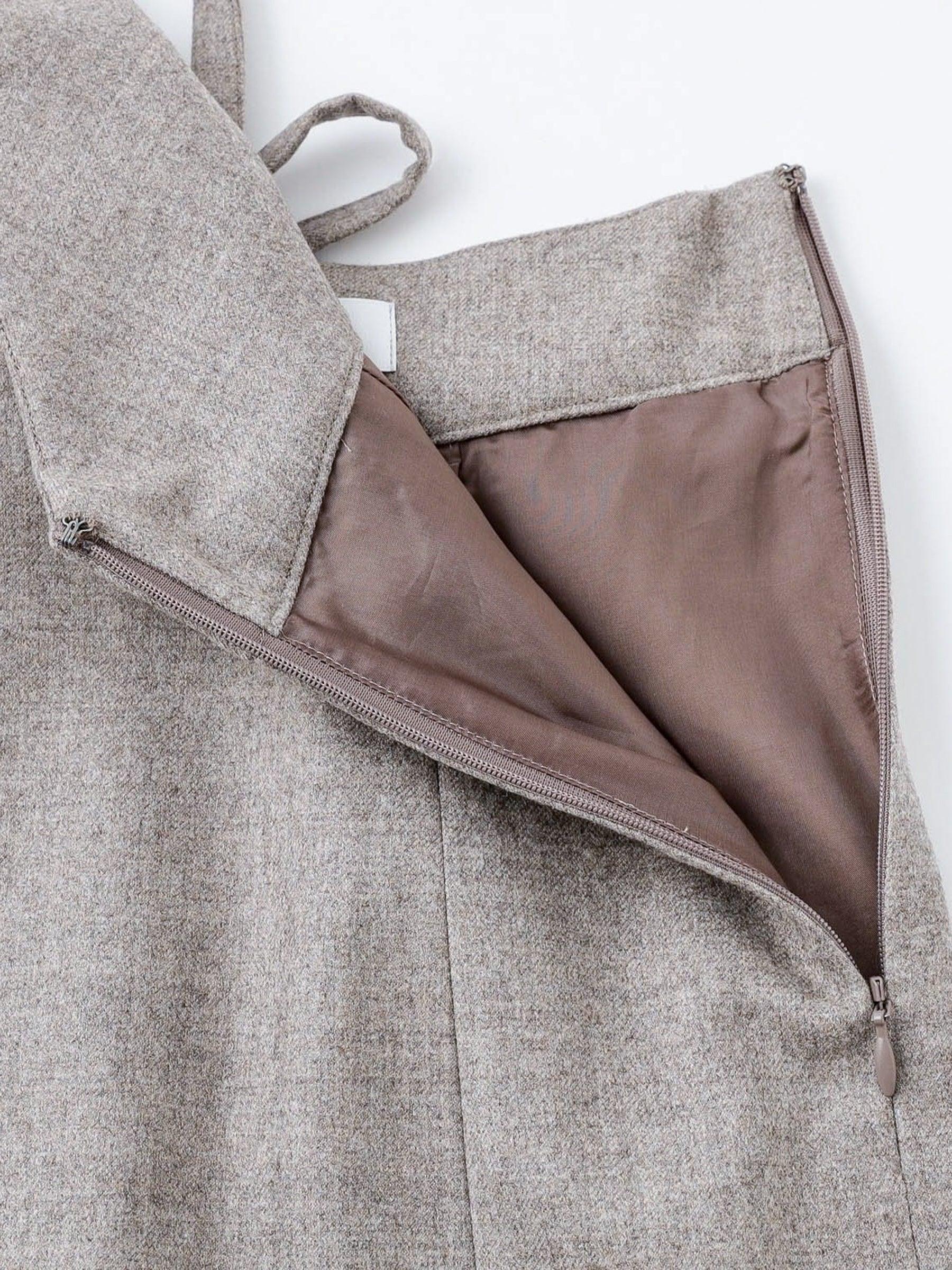 Namu Shop - Phlannel Wool Flannel Apron Dress - Ecru/Beige