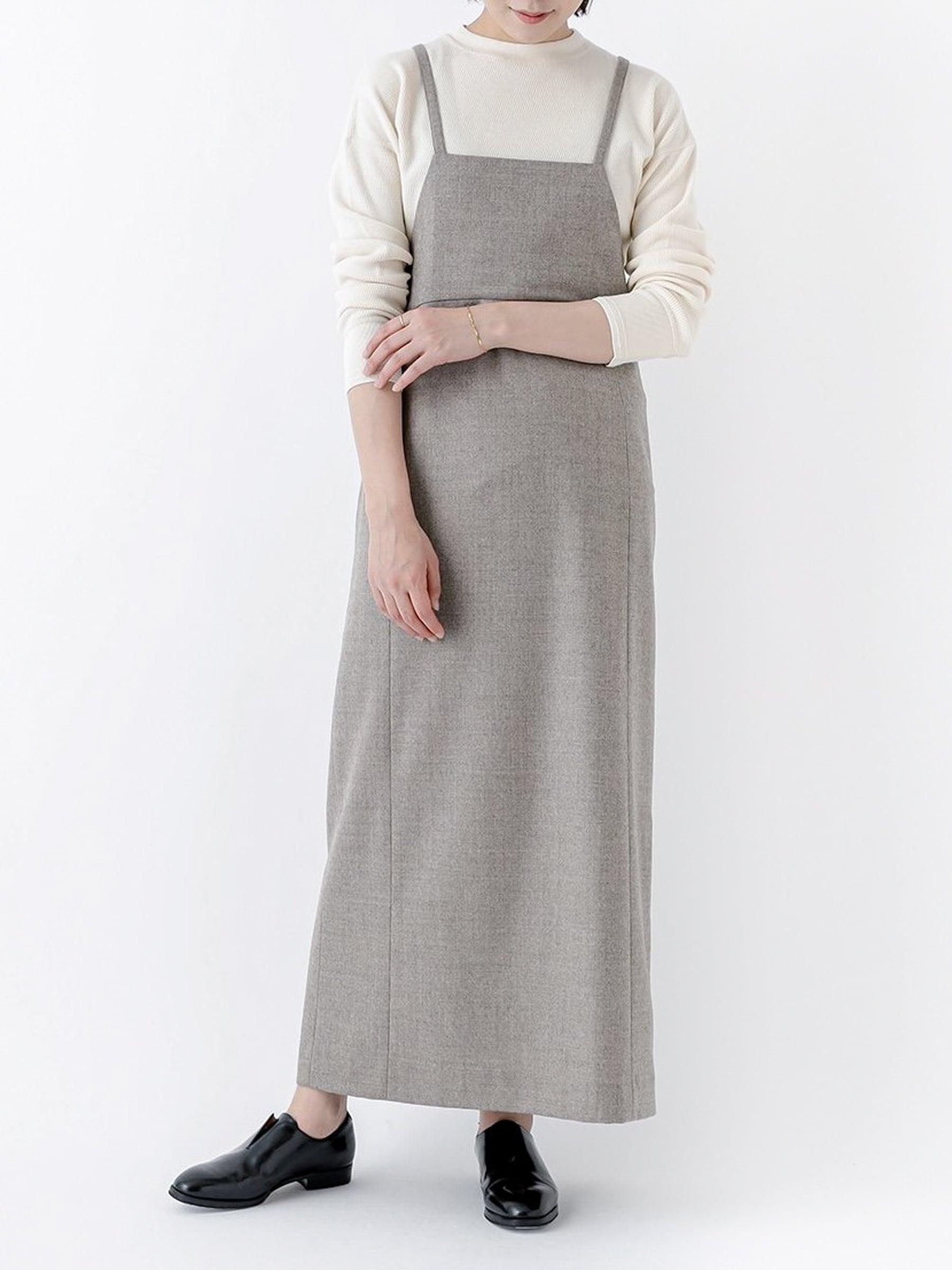 Namu Shop - Phlannel Wool Flannel Apron Dress - Ecru/Beige