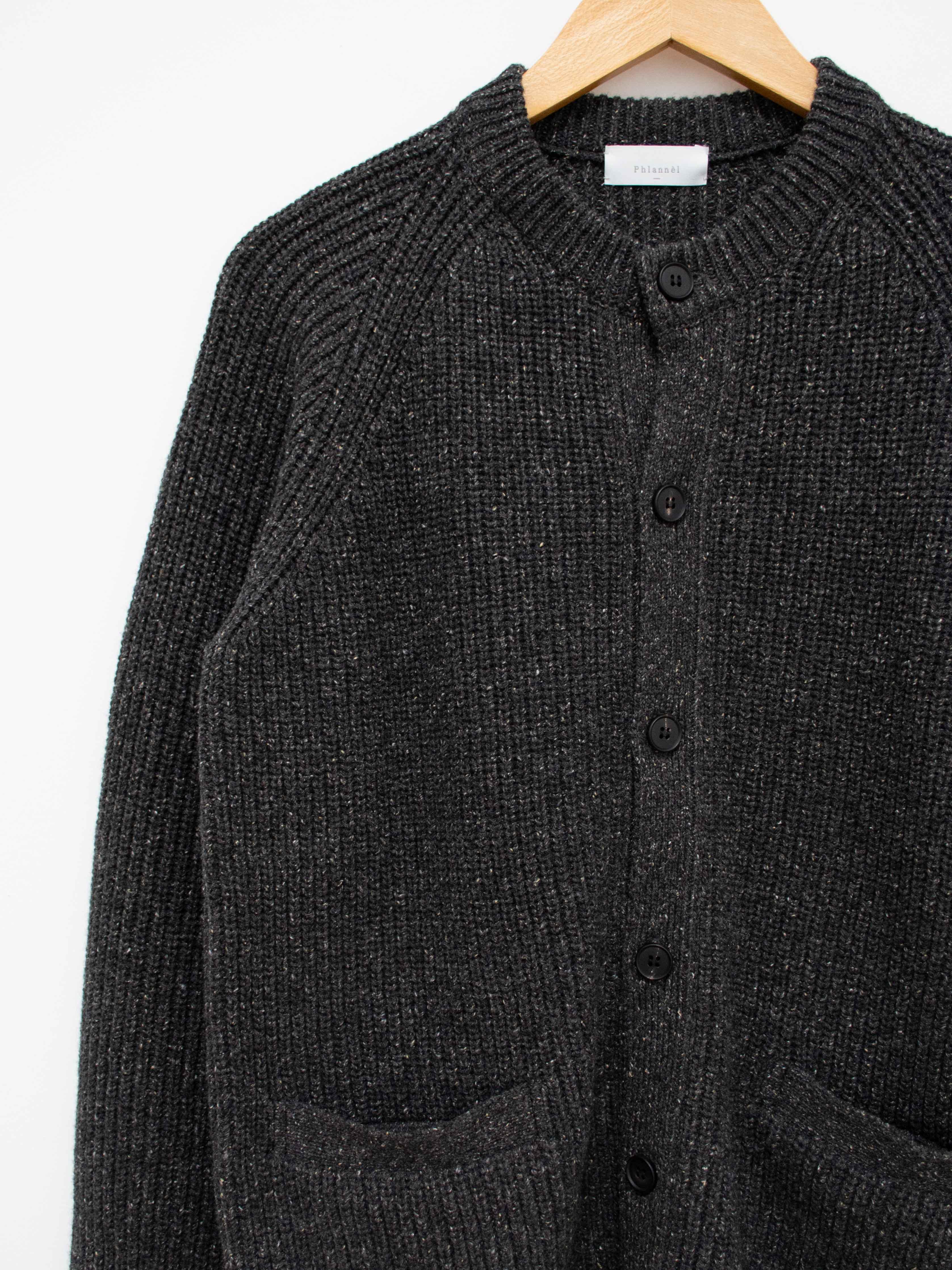 Namu Shop - Phlannel Wool Silk Nep Cowichan Sweater - Deep Gray