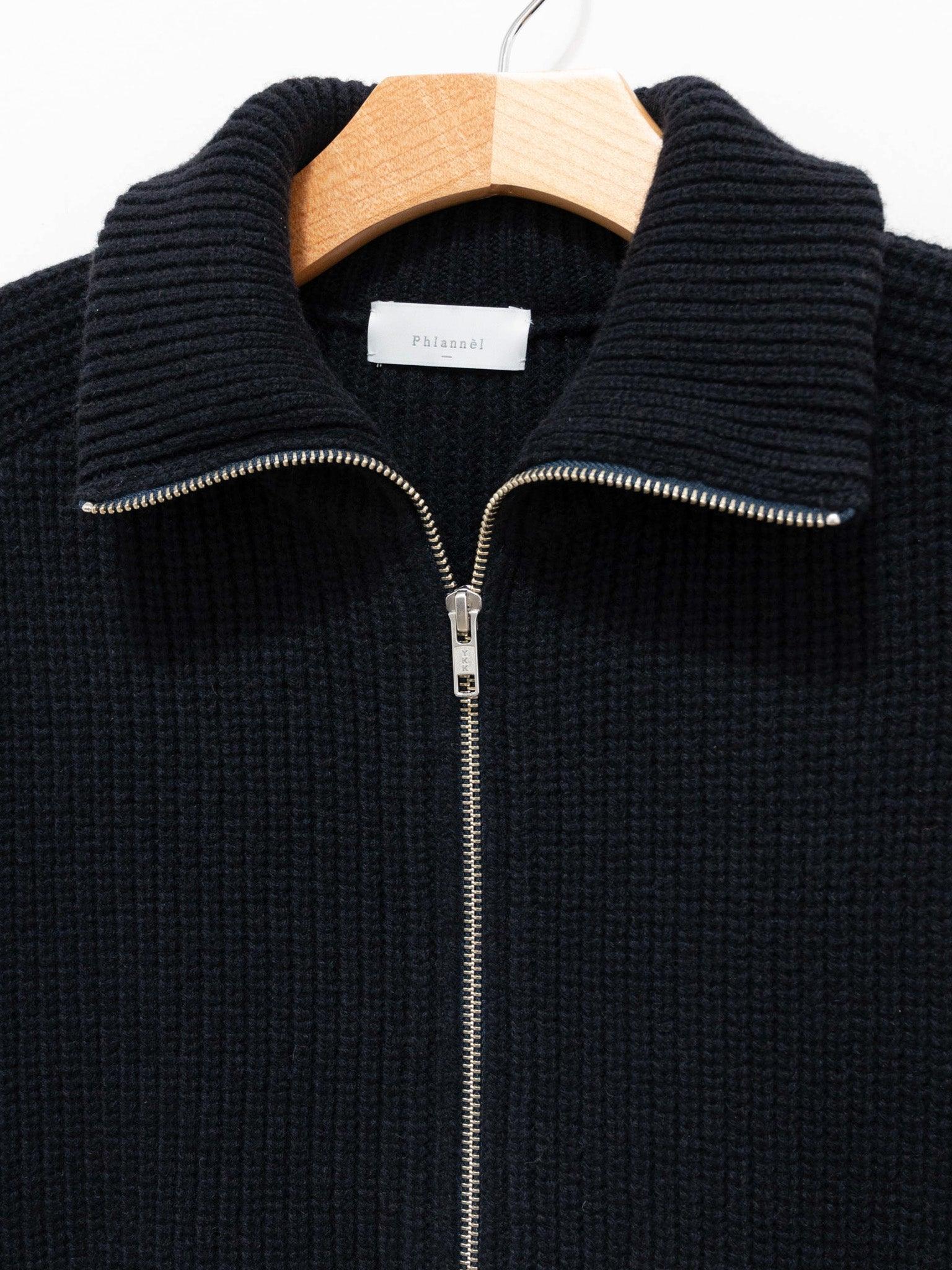 Namu Shop - Phlannel Wool Yak Driving Knit Blouson - Navy