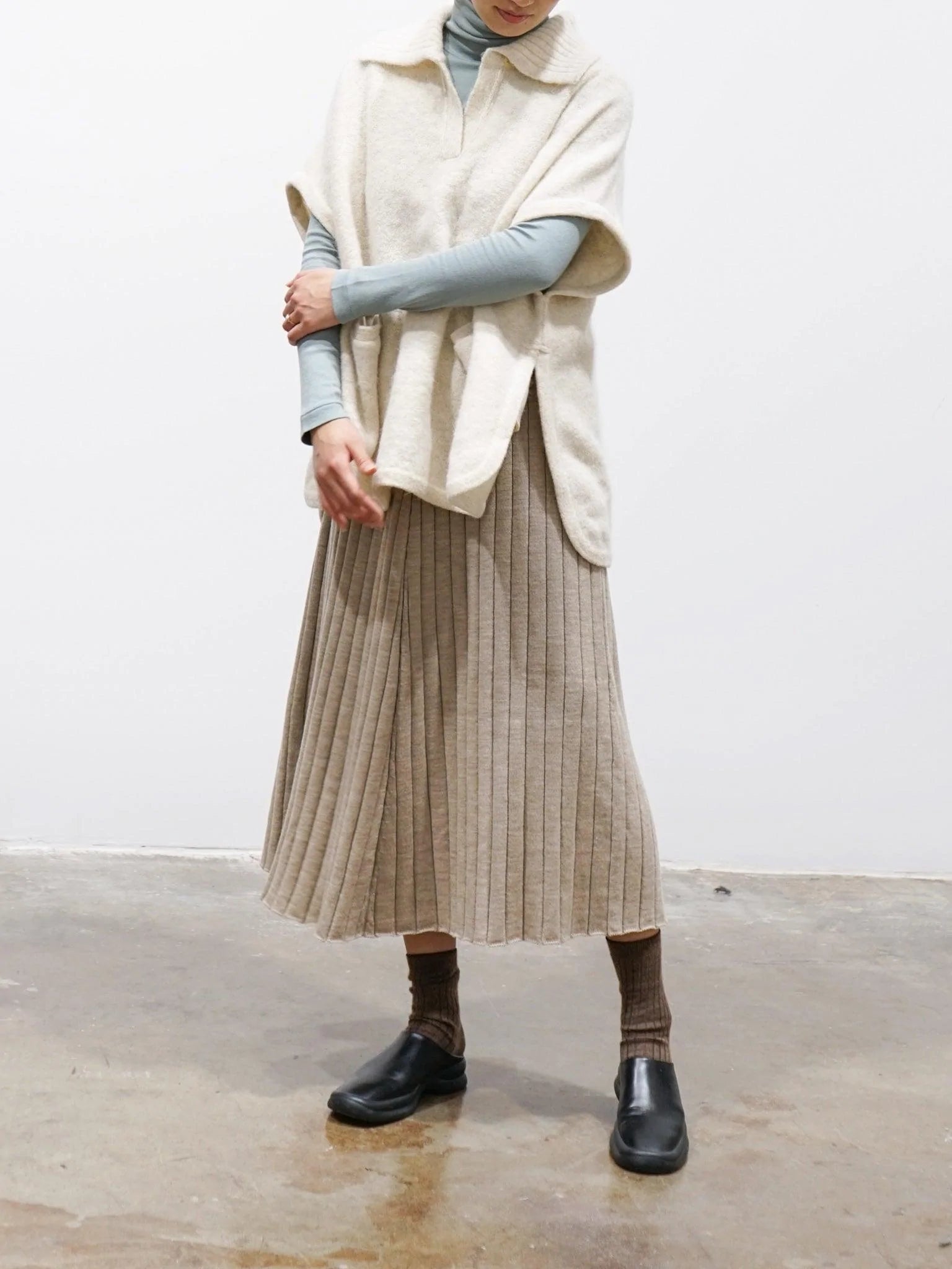 Namu Shop - Phlannel Worsted Wool Knit Camisole Dress - Beige
