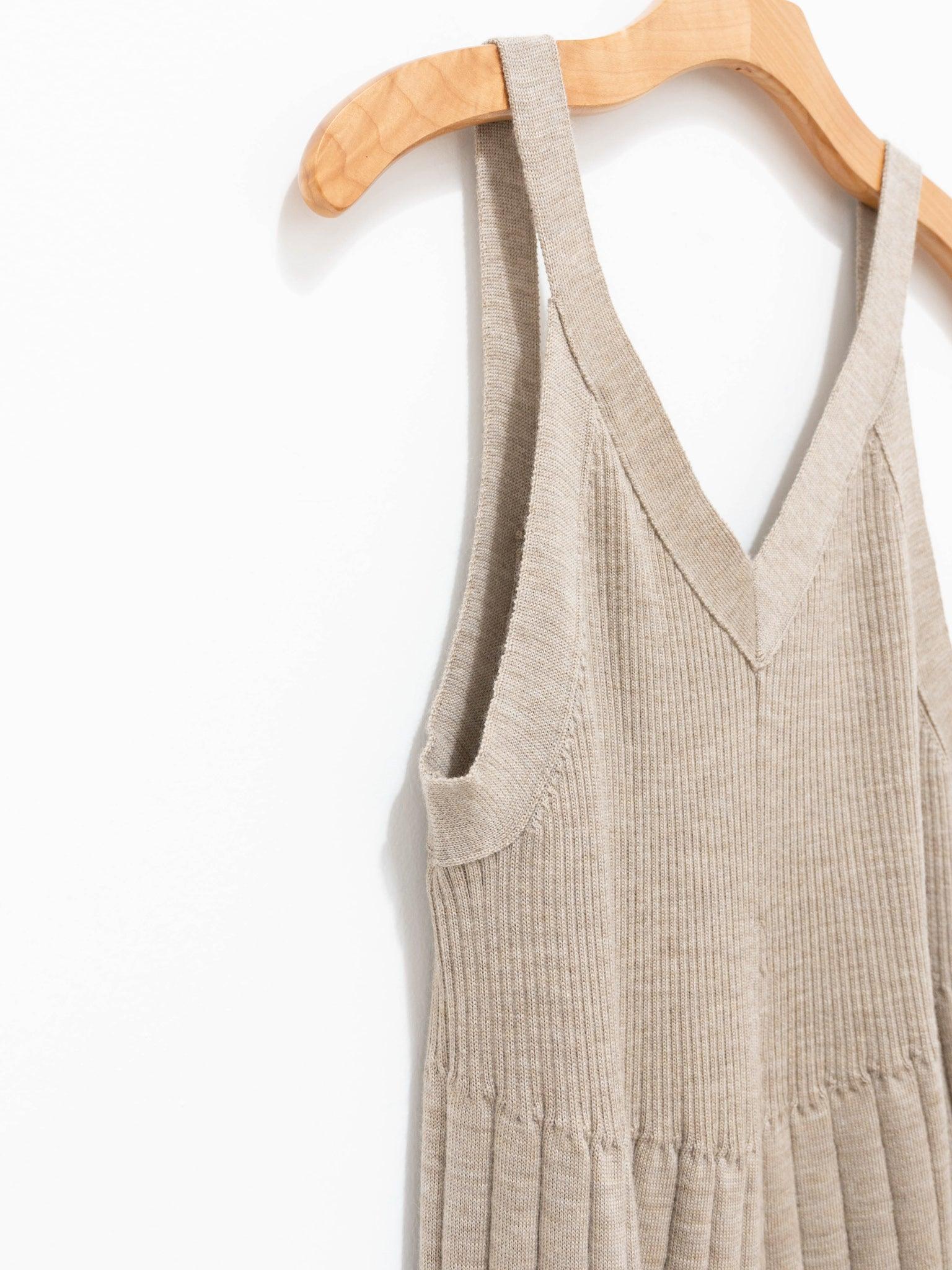 Namu Shop - Phlannel Worsted Wool Knit Camisole Dress - Beige