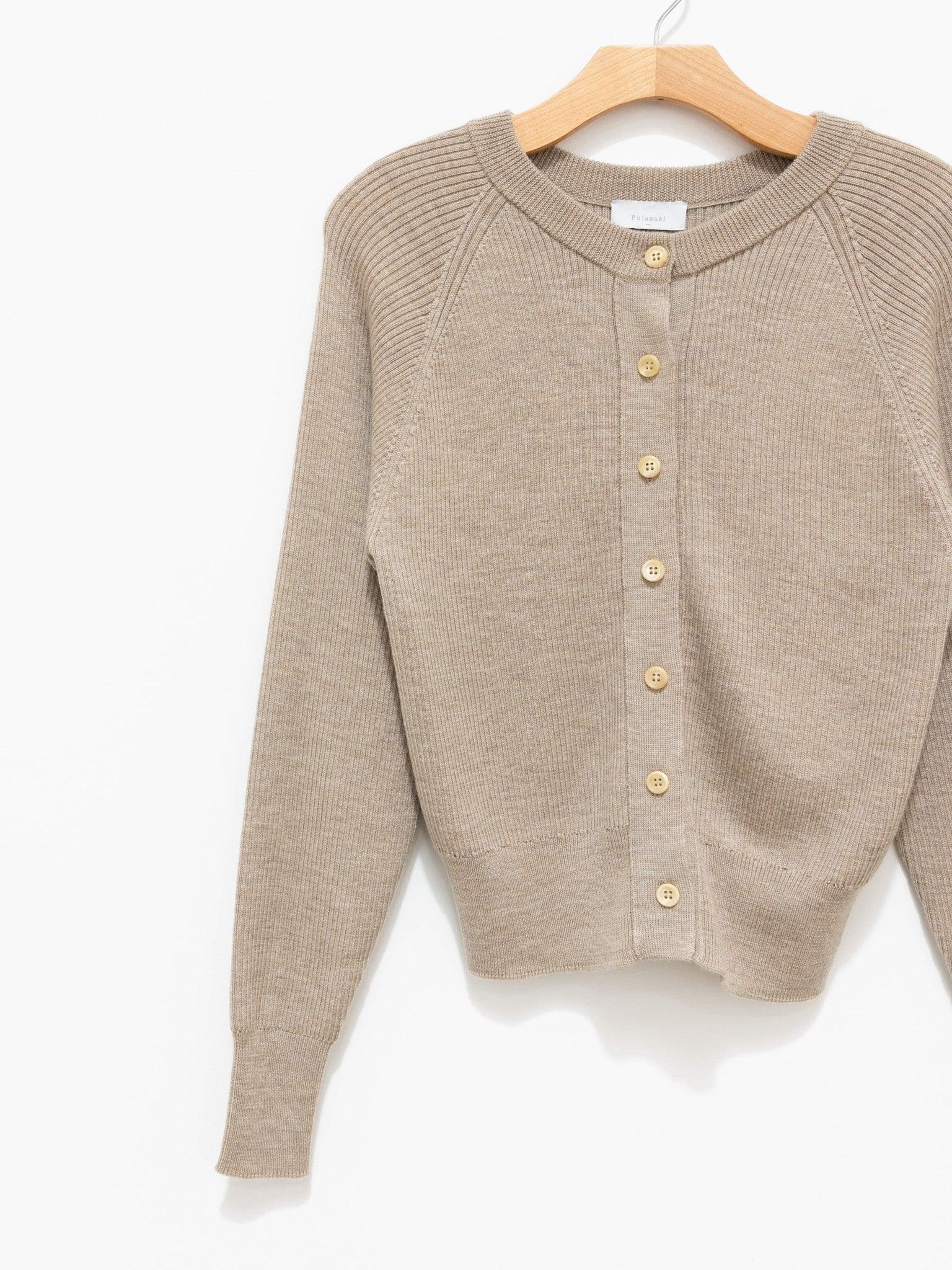 Namu Shop - Phlannel Worsted Wool Knit Short Cardigan Pullover - Beige