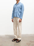 Namu Shop - S H Open Collar Shirt - Chambray Blue