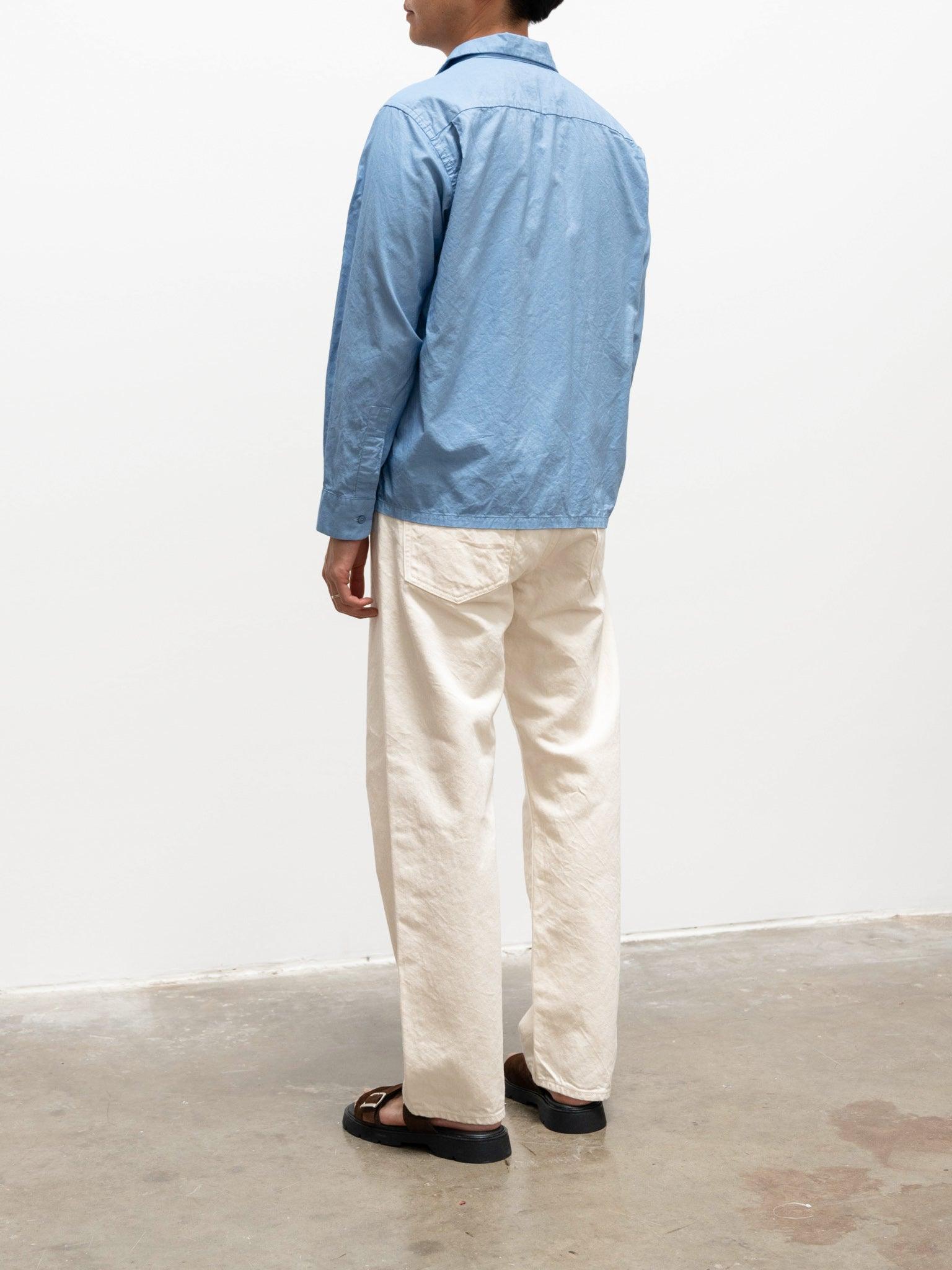 Namu Shop - S H Open Collar Shirt - Chambray Blue