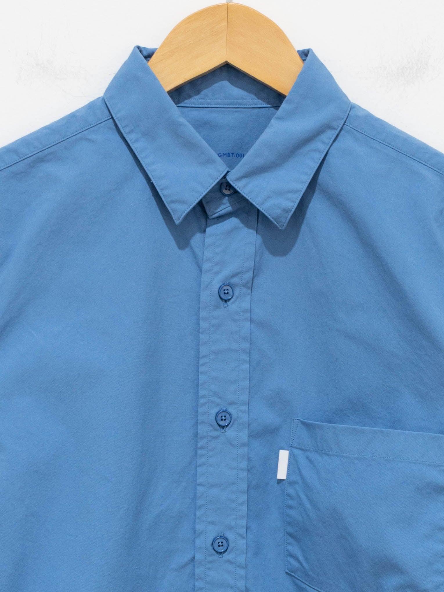 Namu Shop - S H Regular Collar Shirt - Blue
