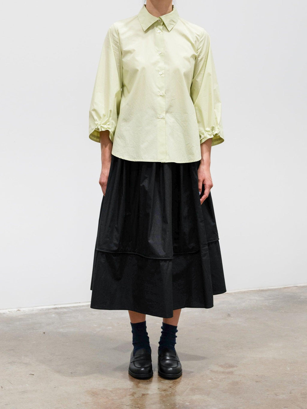 Namu Shop - Sara Lanzi Gathered Skirt - Black Poplin