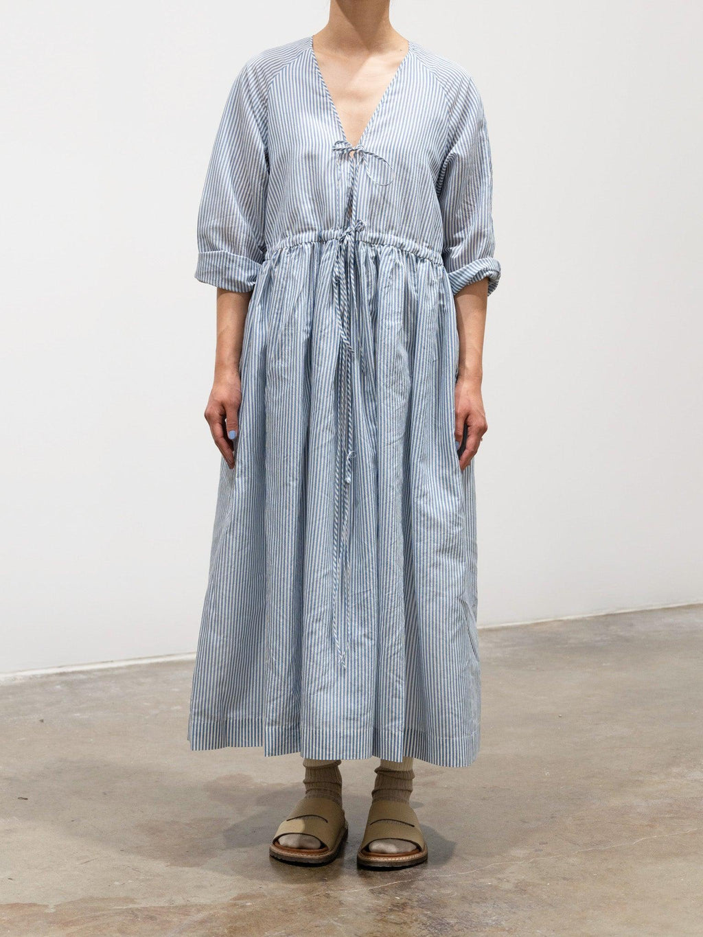 Namu Shop - Sara Lanzi Mina Dress - Organza White/Blue Stripes