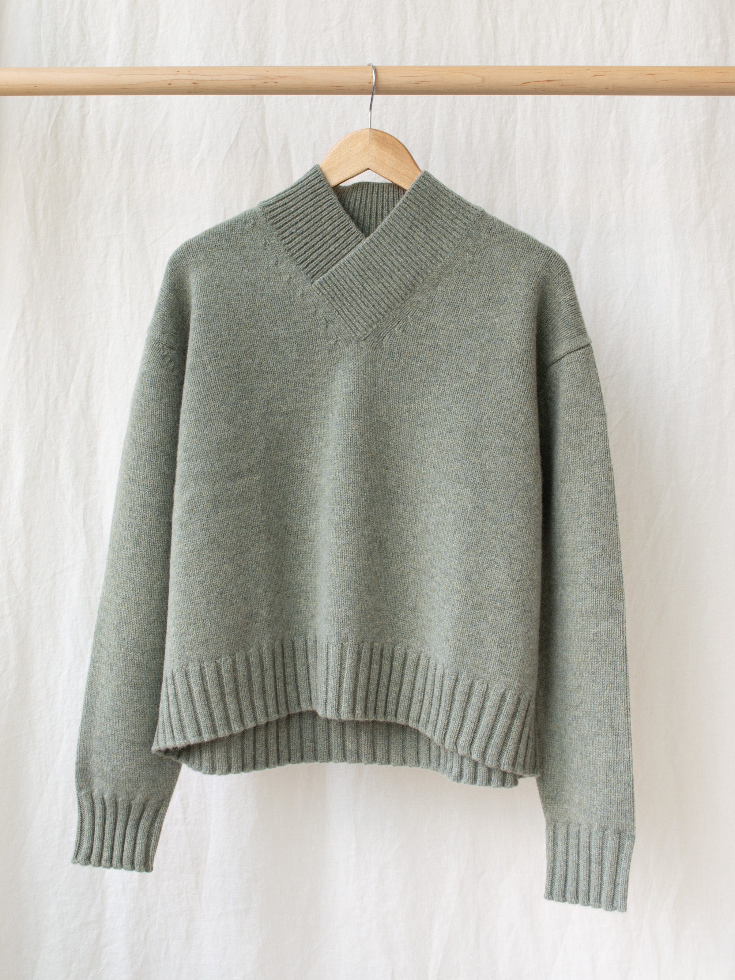 Namu Shop - Studio Nicholson British Lambswool Collar Knit - Matcha