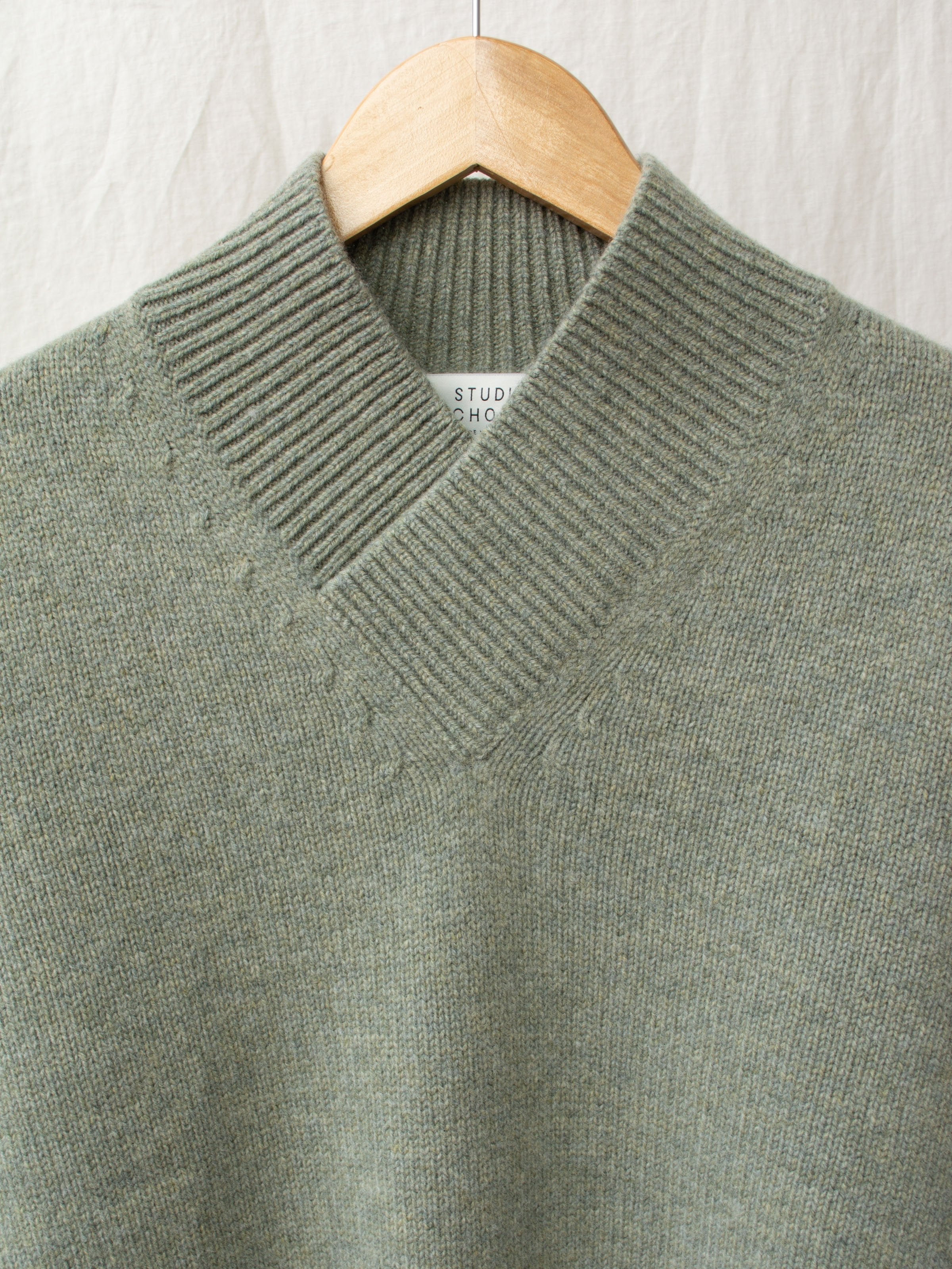 Namu Shop - Studio Nicholson British Lambswool Collar Knit - Matcha