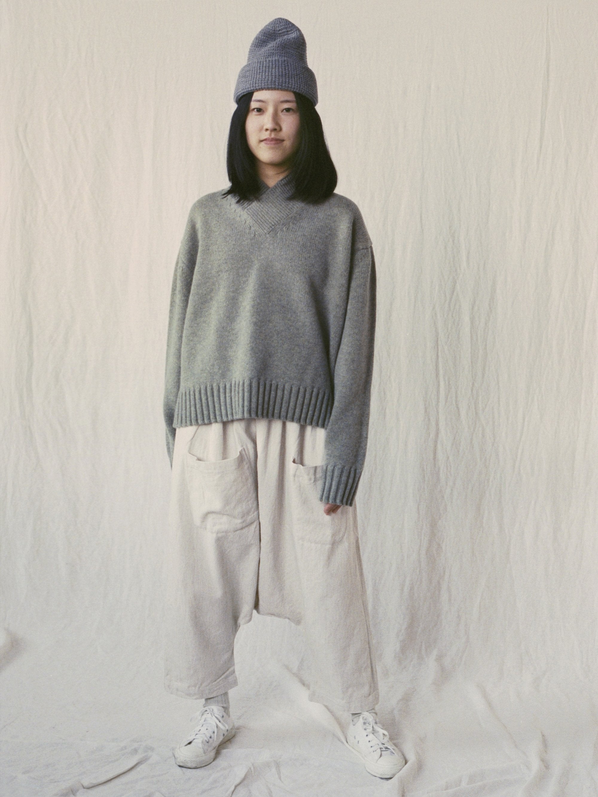 Namu Shop - Studio Nicholson British Lambswool Collar Knit - Matcha