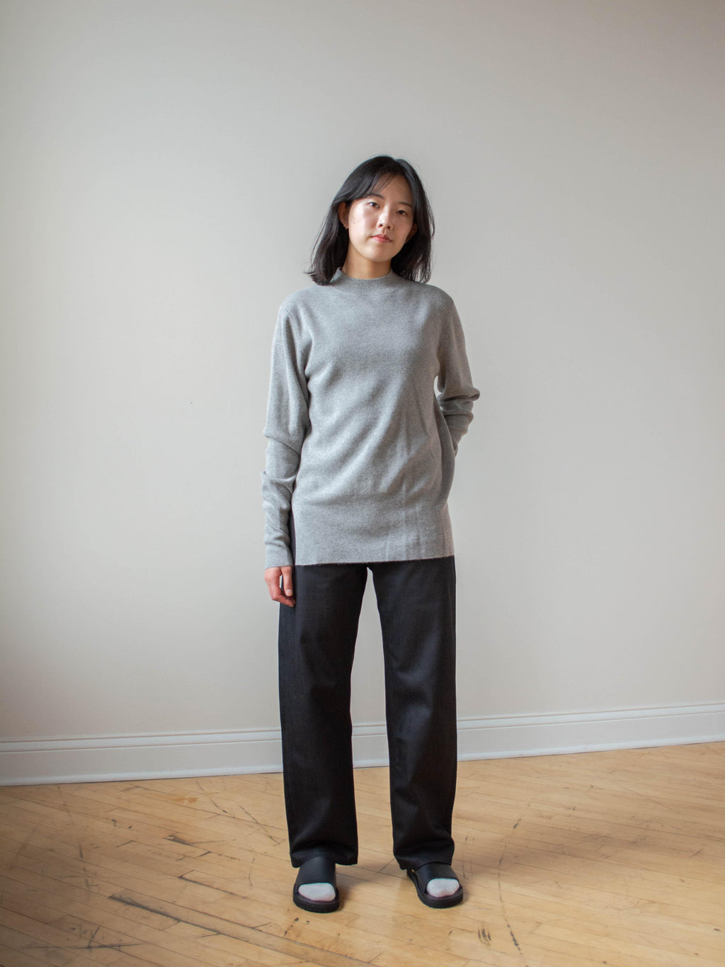 Namu Shop - Studio Nicholson Garde Merino Cashmere Crewneck Knit - Gray Marl