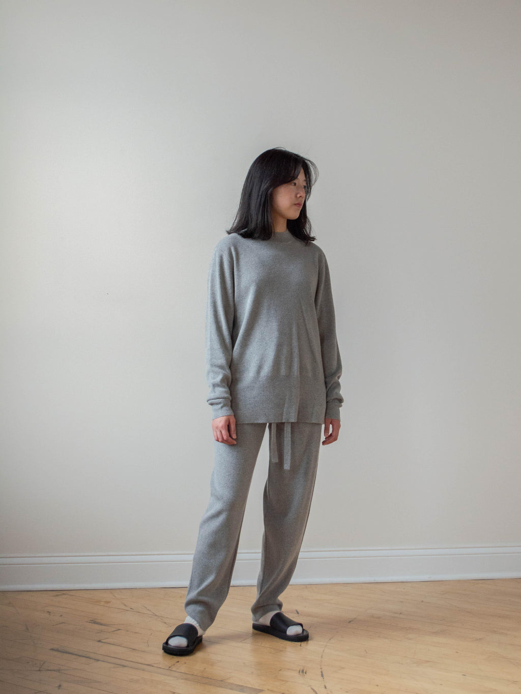 Namu Shop - Studio Nicholson Hable Merino Cashmere Rounded Pant - Gray Marl