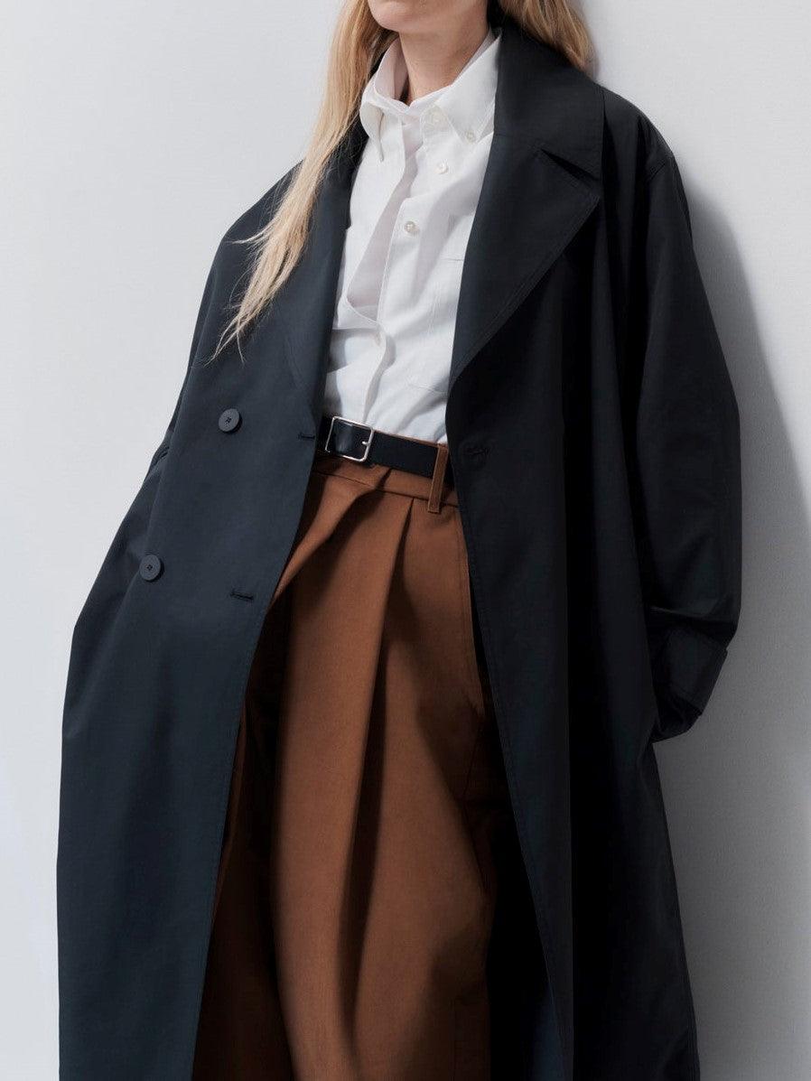 Namu Shop - Studio Nicholson Hirst Double Breasted Coat - Darkest Navy