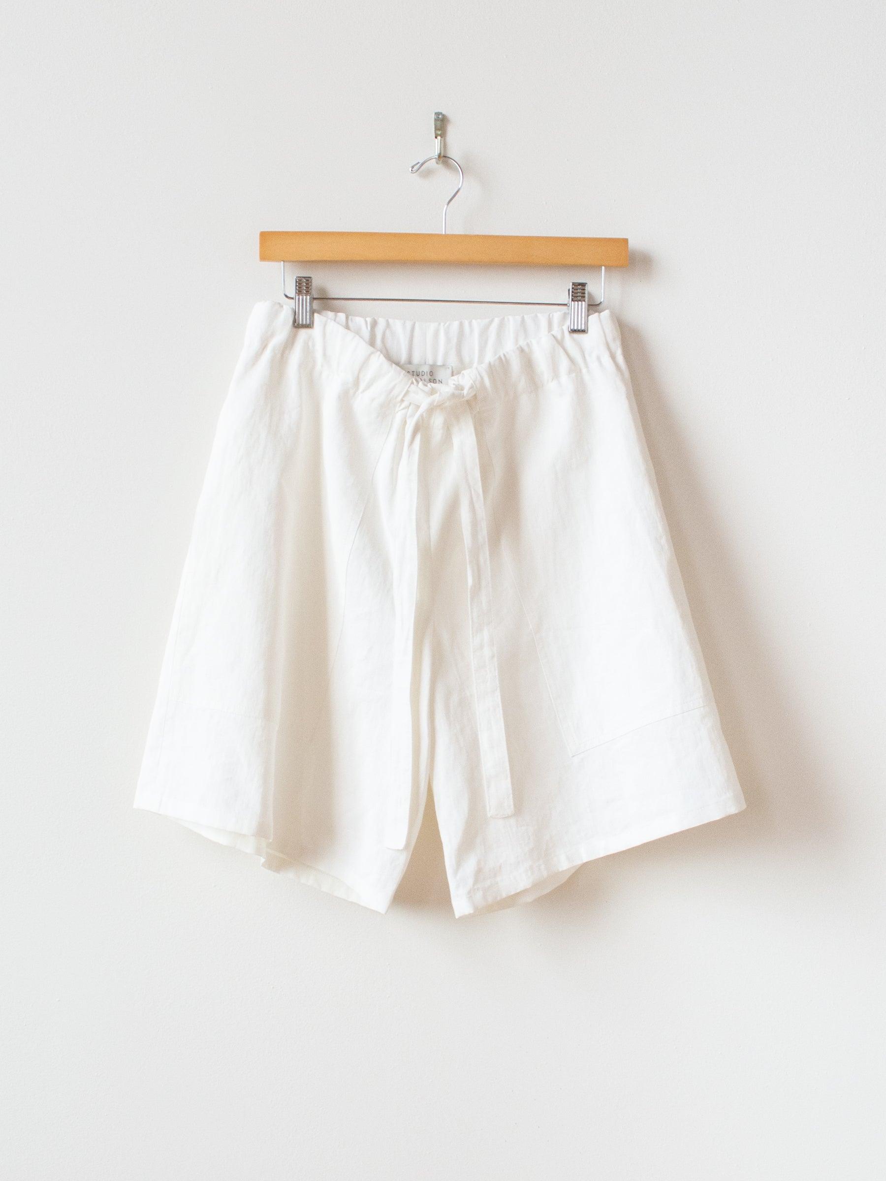 Namu Shop - Studio Nicholson Leda Coated Linen Shorts - Milk