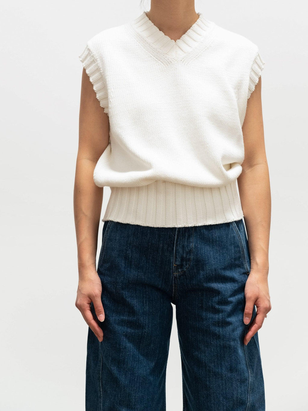 Namu Shop - Studio Nicholson Marit Knit Vest - Cream
