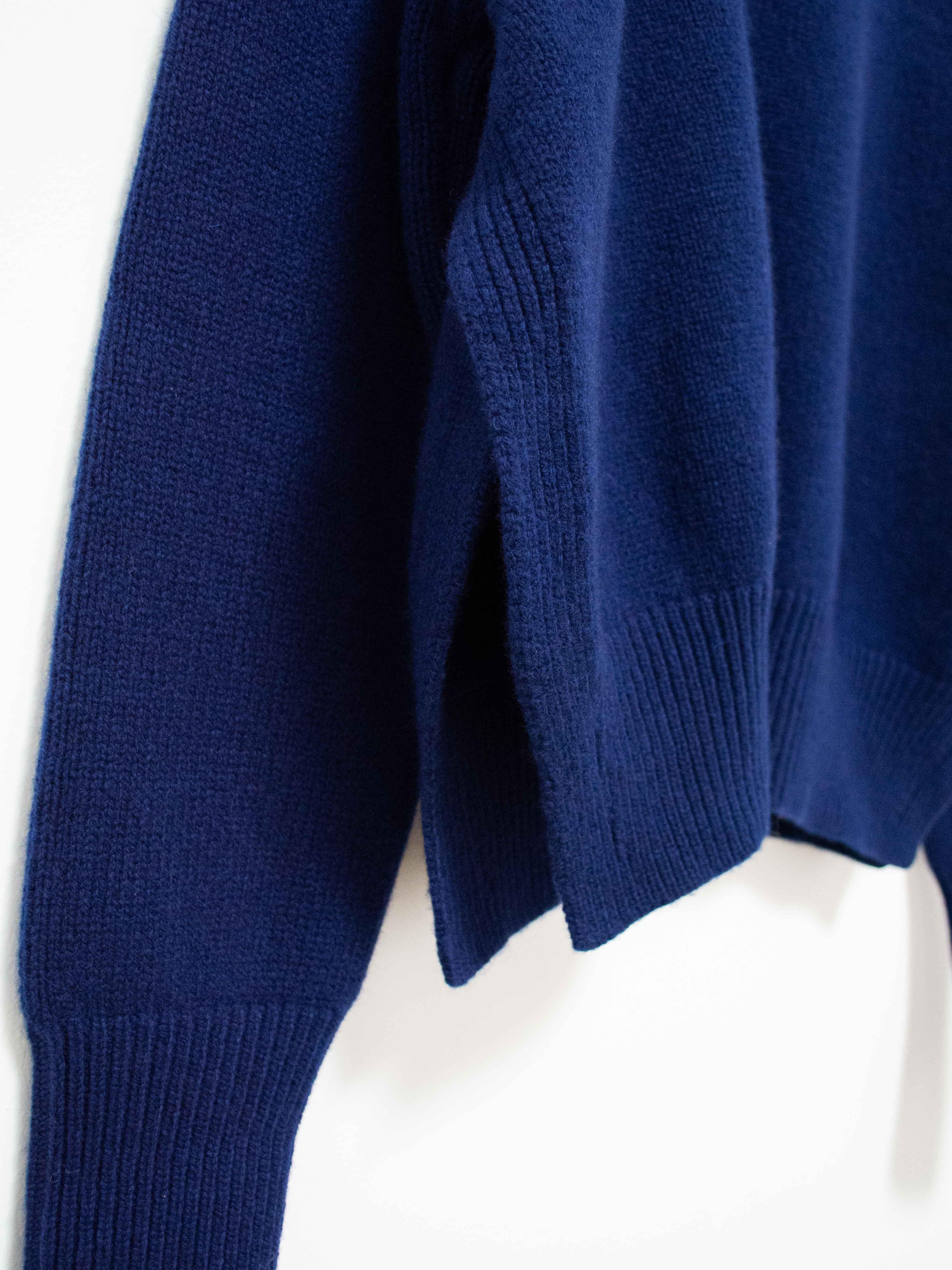 Namu Shop - Studio Nicholson Serge British Side Split Knit - Deep Blue