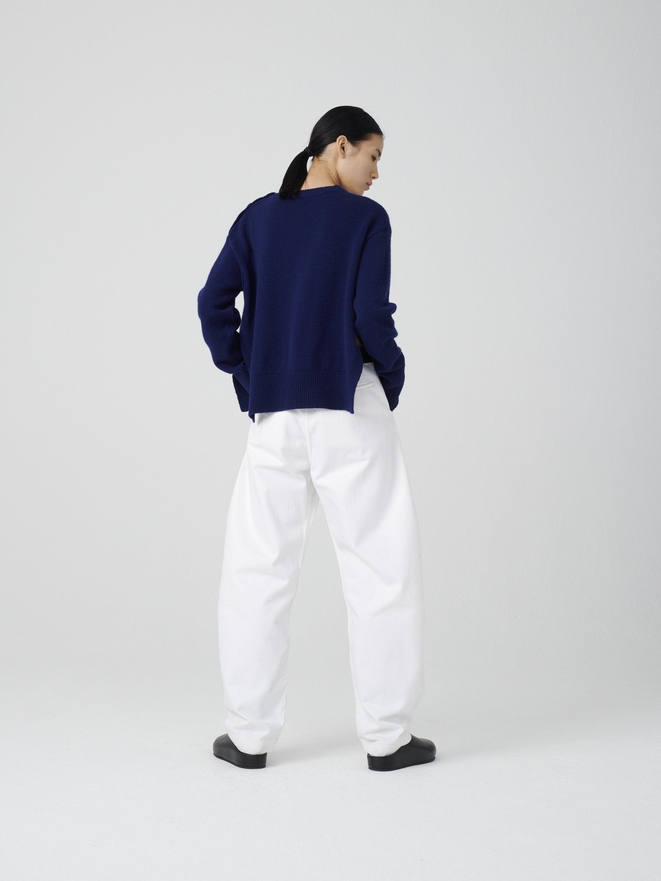 Namu Shop - Studio Nicholson Serge British Side Split Knit - Deep Blue