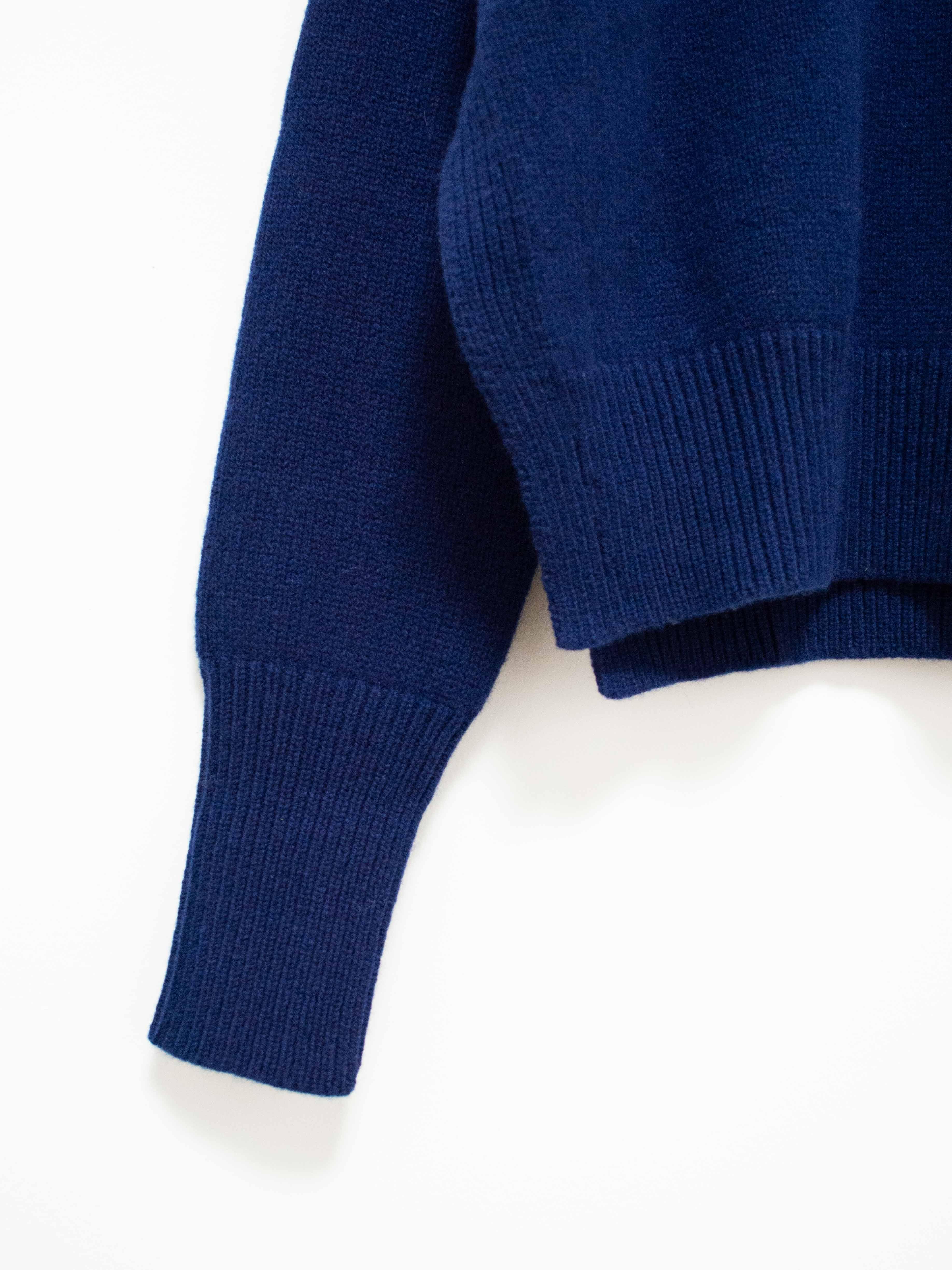 Namu Shop - Studio Nicholson Serge British Side Split Knit - Deep Blue