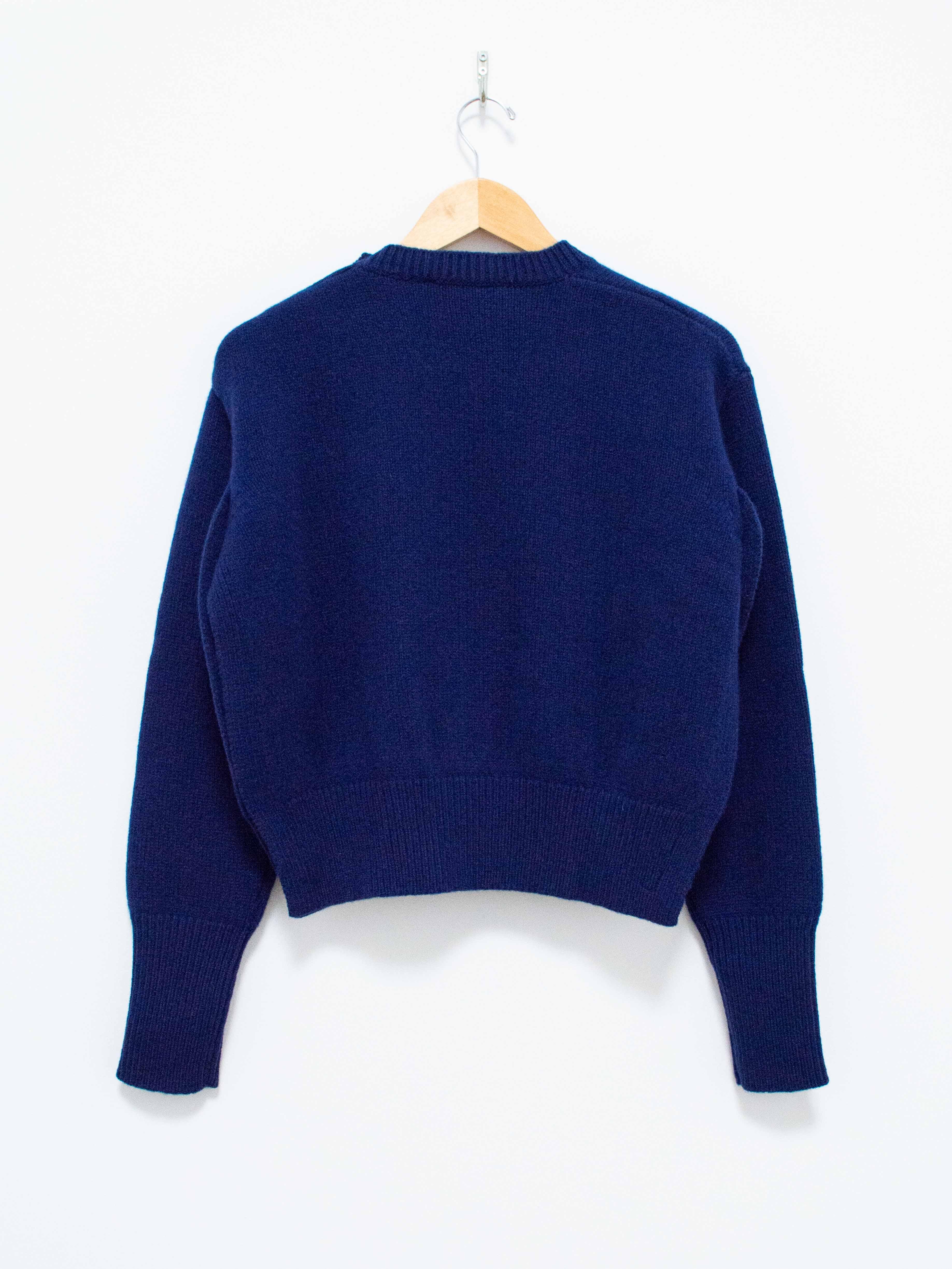 Namu Shop - Studio Nicholson Serge British Side Split Knit - Deep Blue