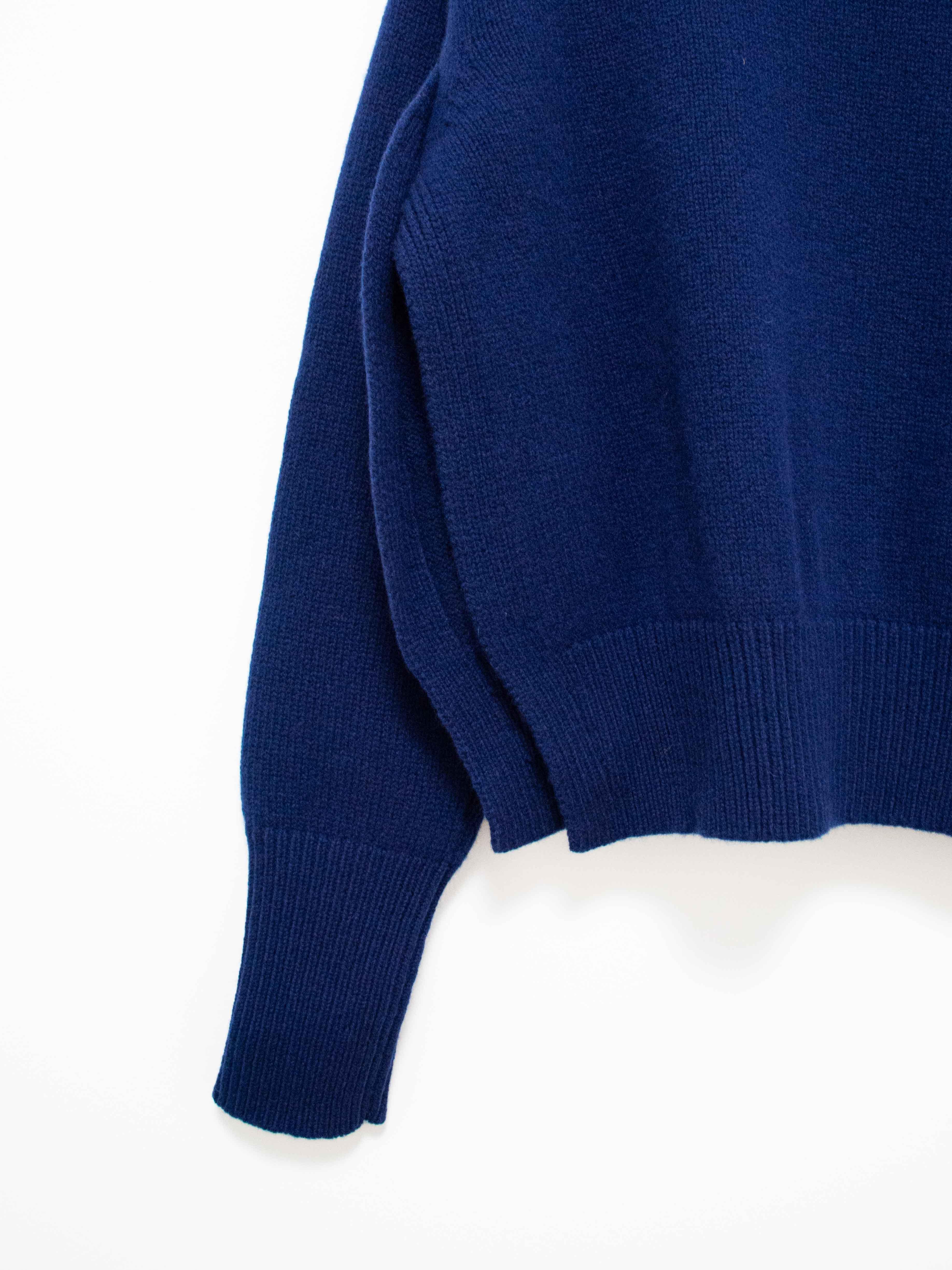 Namu Shop - Studio Nicholson Serge British Side Split Knit - Deep Blue