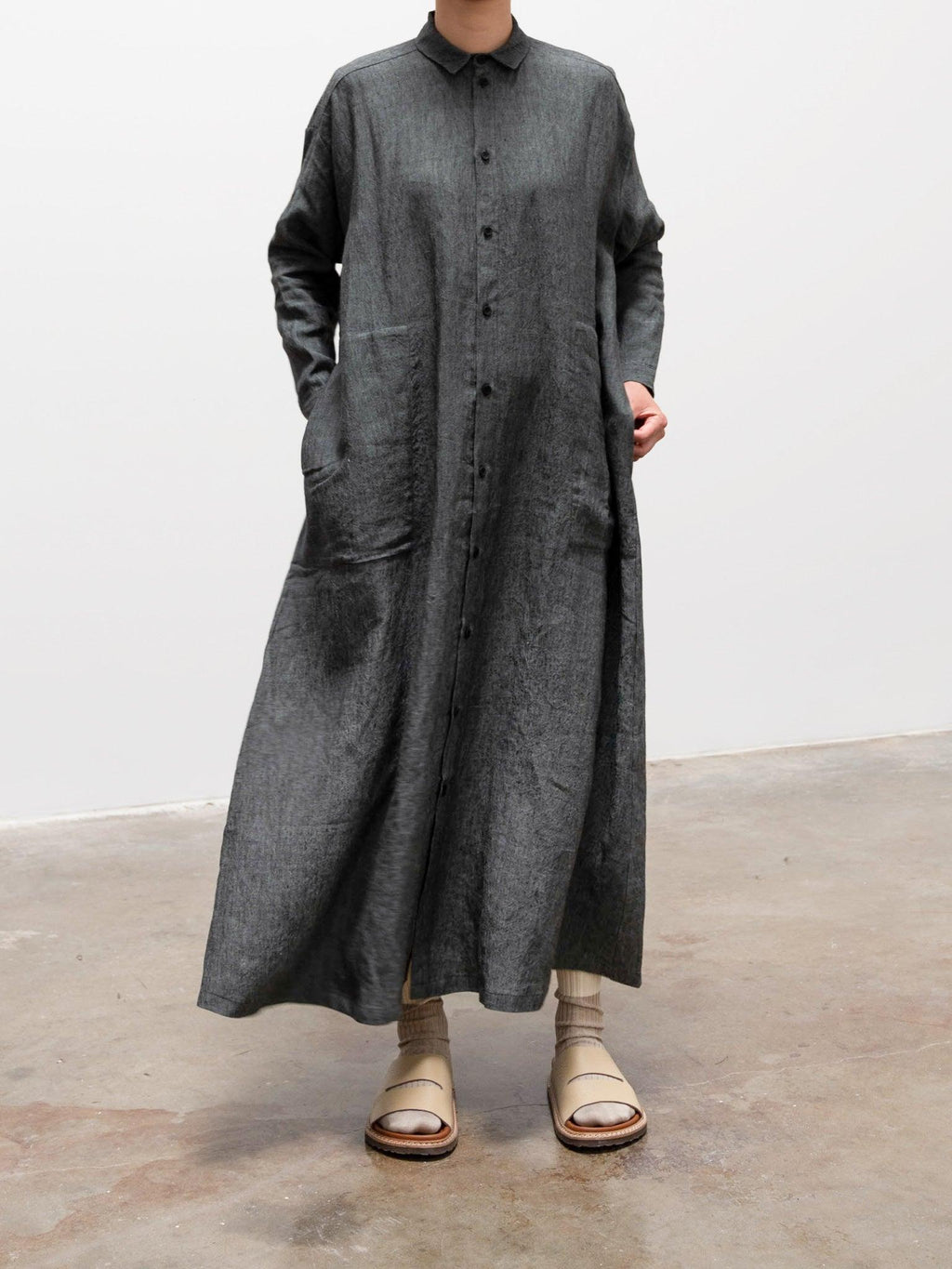 Namu Shop - Toogood The Draughtsman Dress - Blue Slate Laundered Linen