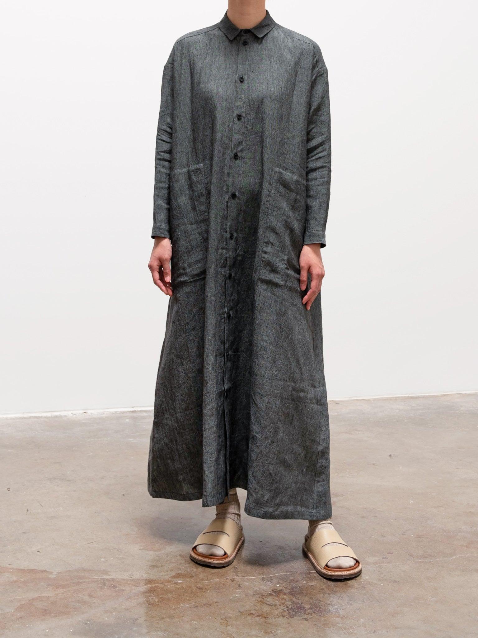 Namu Shop - Toogood The Draughtsman Dress - Blue Slate Laundered Linen