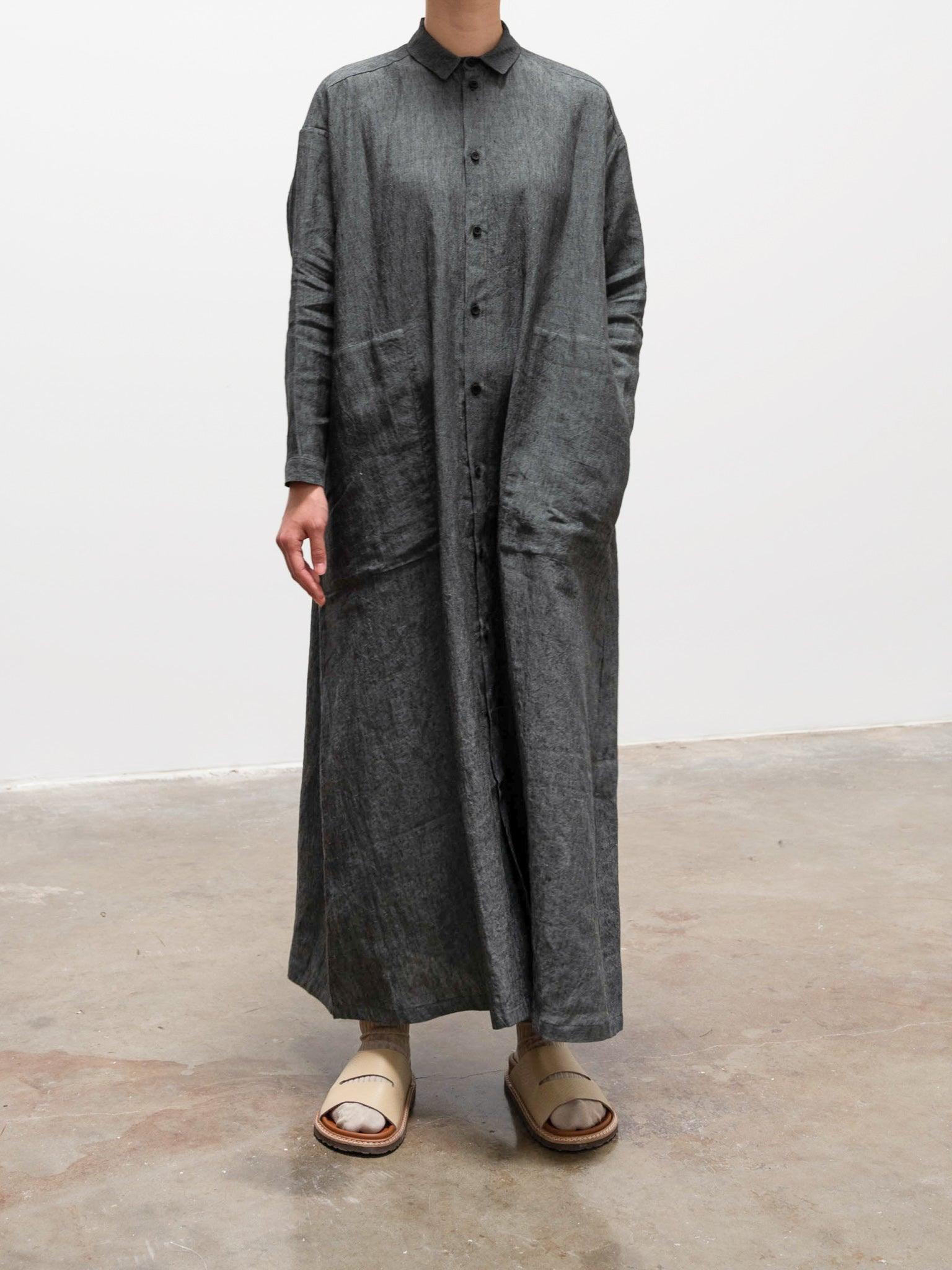 Namu Shop - Toogood The Draughtsman Dress - Blue Slate Laundered Linen