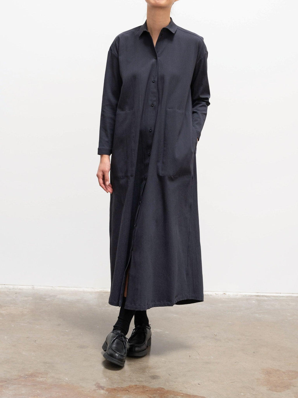 Namu Shop - Toogood The Draughtsman Dress - Ink Crinkled Cotton