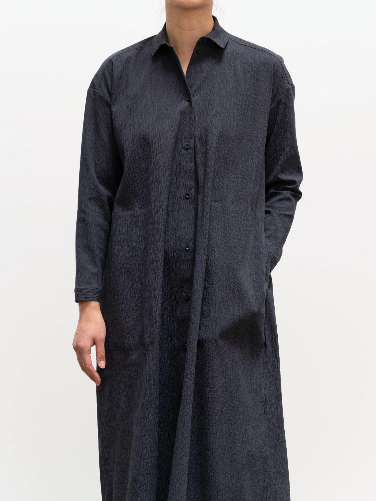 Namu Shop - Toogood The Draughtsman Dress - Ink Crinkled Cotton