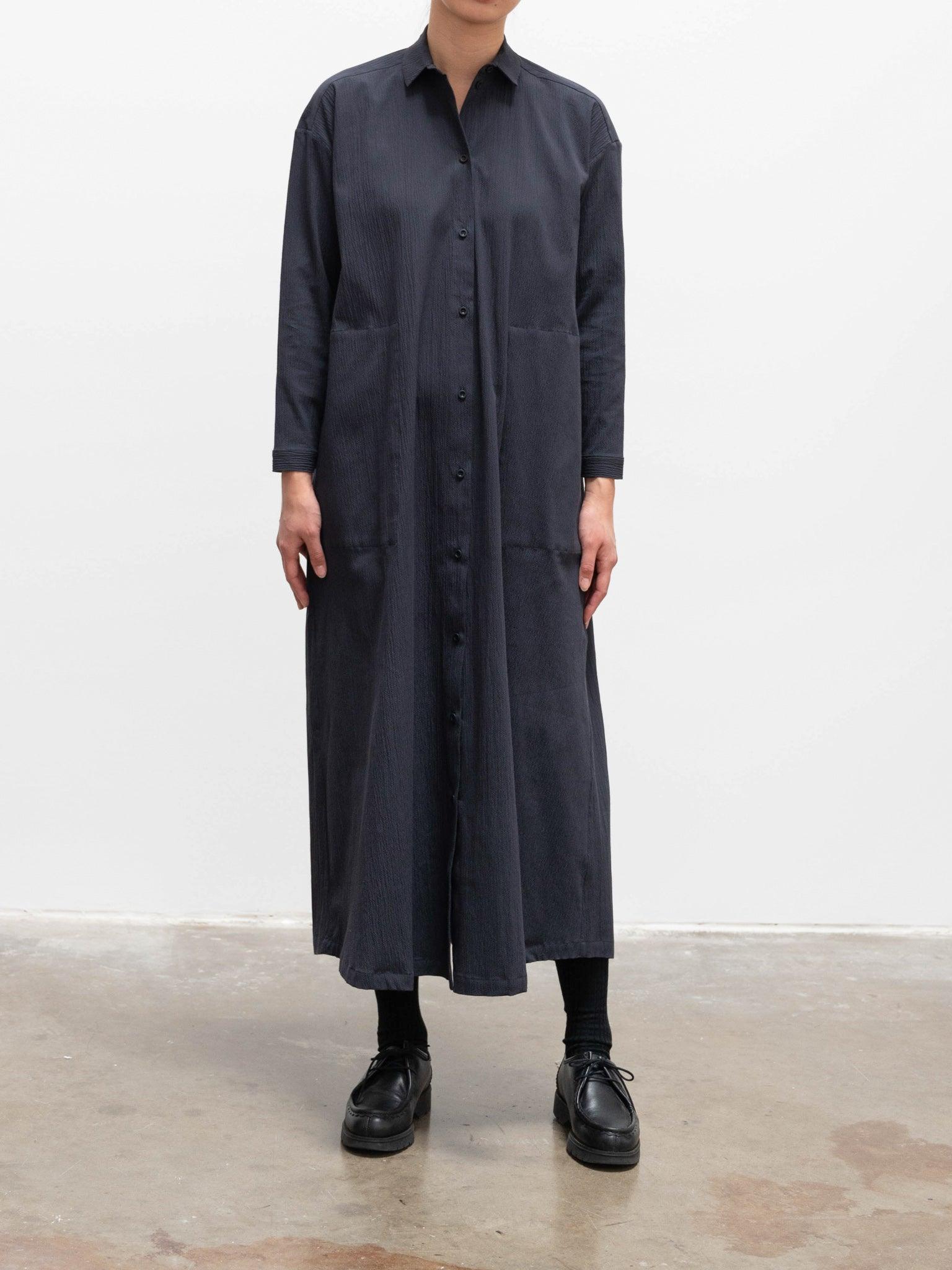 Namu Shop - Toogood The Draughtsman Dress - Ink Crinkled Cotton
