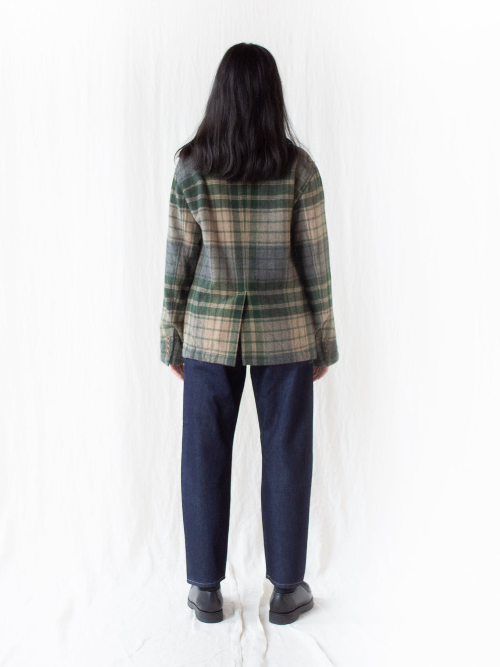 Namu Shop - ts(s) 4+1 Patch Pocket Jacket - Green/Gray Beige Wool Plaid