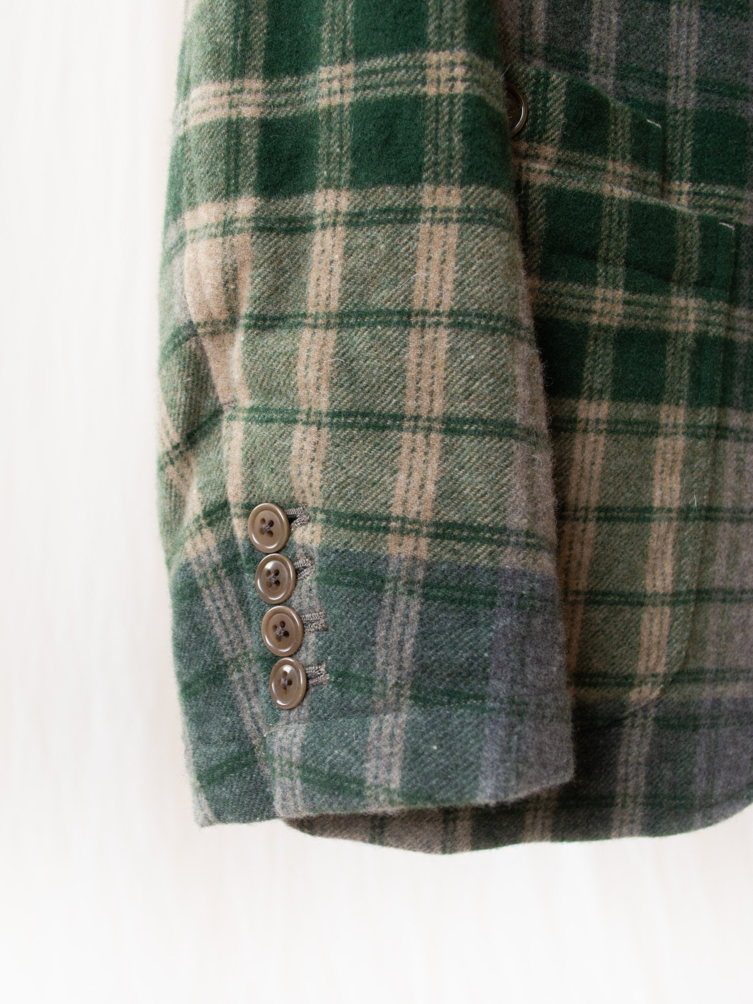 Namu Shop - ts(s) 4+1 Patch Pocket Jacket - Green/Gray Beige Wool Plaid