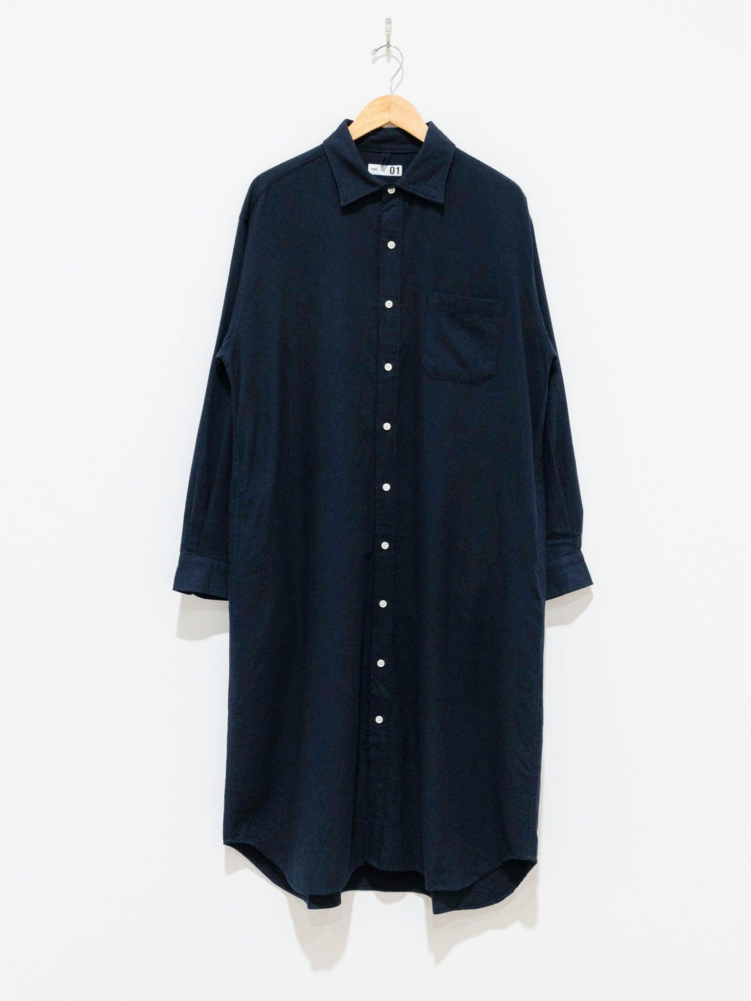 Brushed Cotton Twill Shirt Dress - Navy Brushed Cotton Twill Shirt Dress - Navy