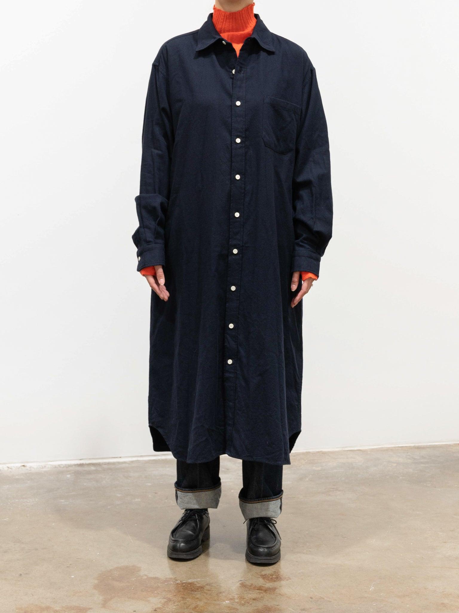 Brushed Cotton Twill Shirt Dress - Navy Brushed Cotton Twill Shirt Dress - Navy