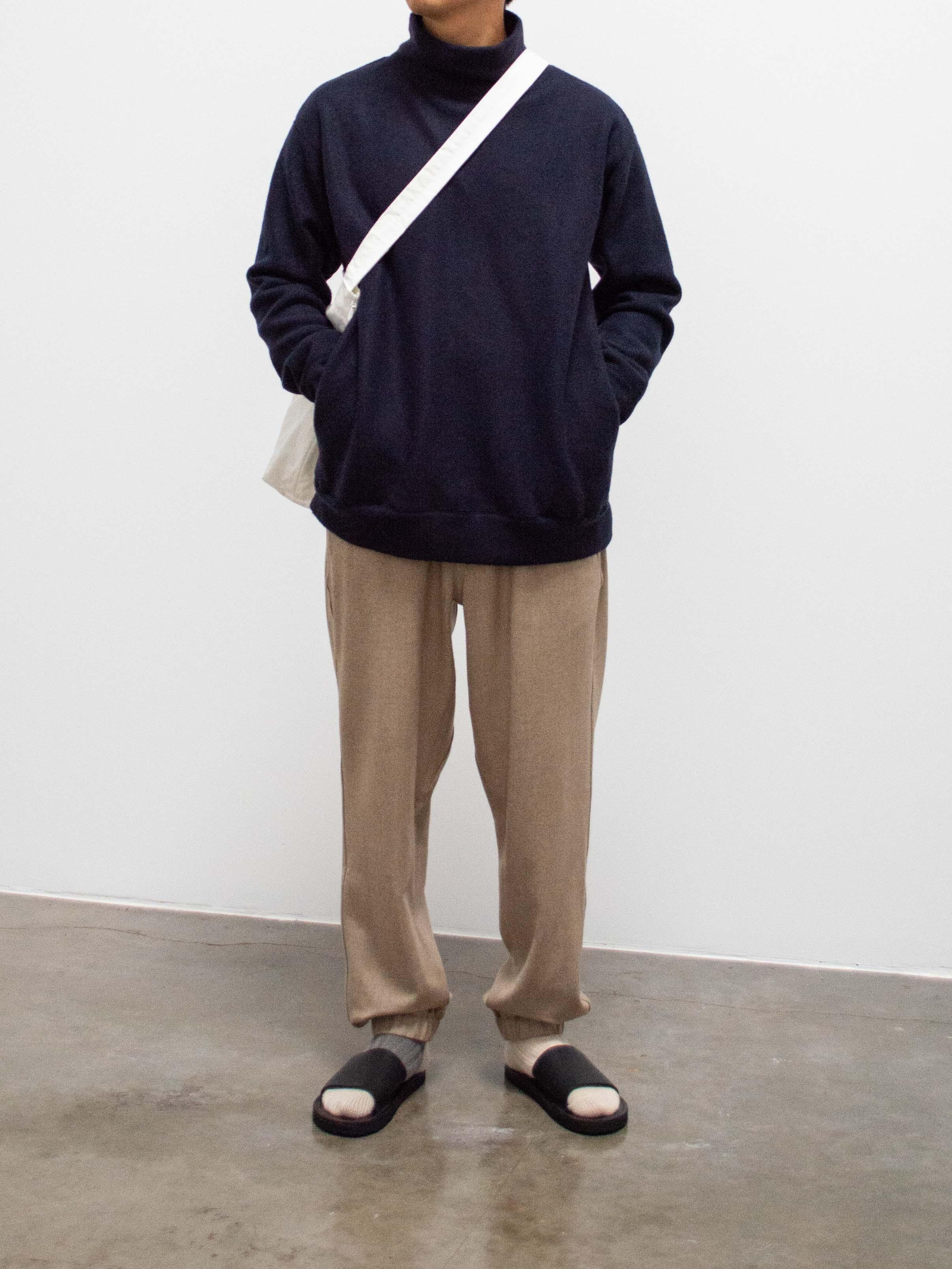 Namu Shop - ts(s) Brushed Wool Jersey High Neck Sweatshirt - Navy