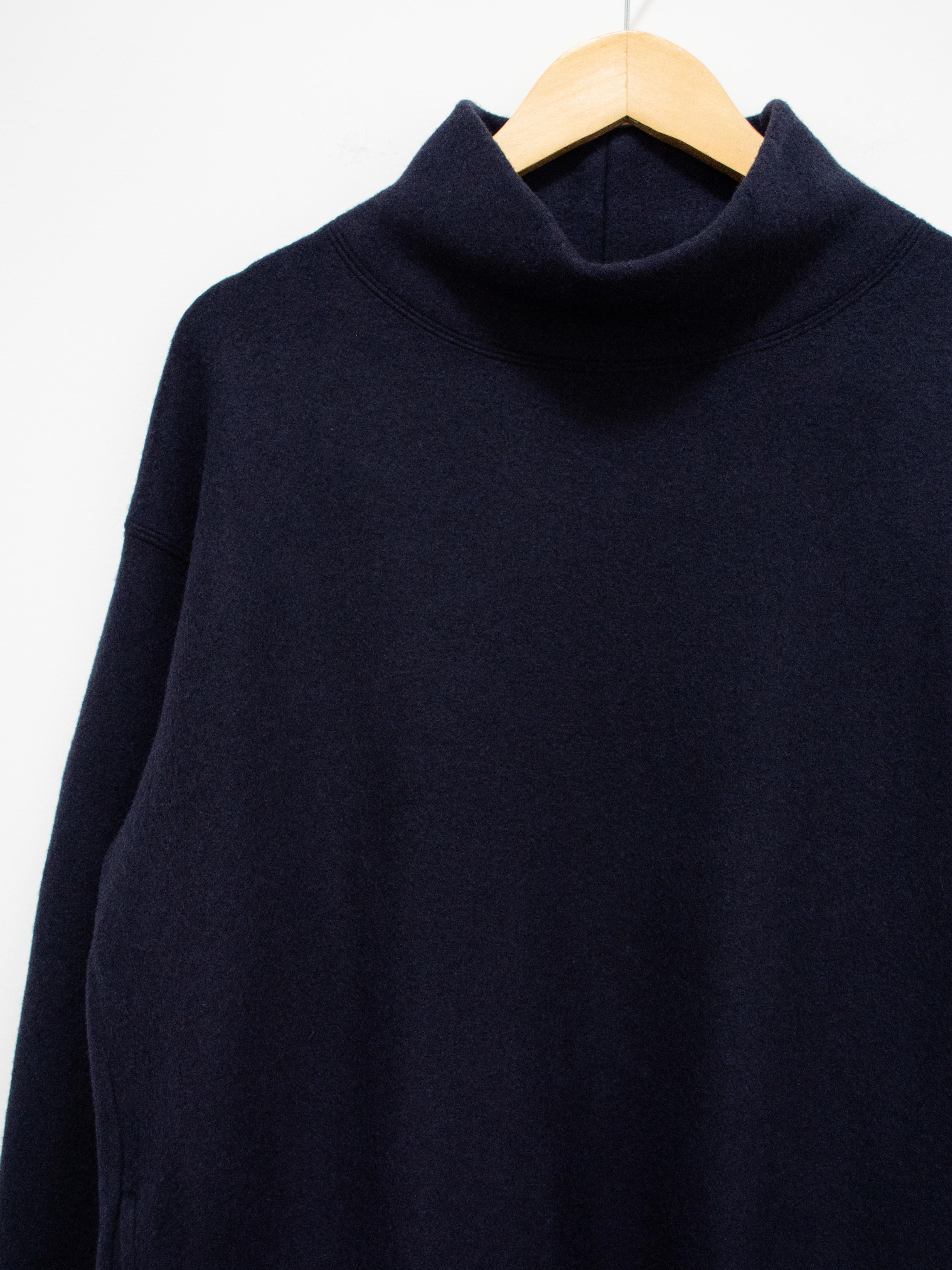 Namu Shop - ts(s) Brushed Wool Jersey High Neck Sweatshirt - Navy