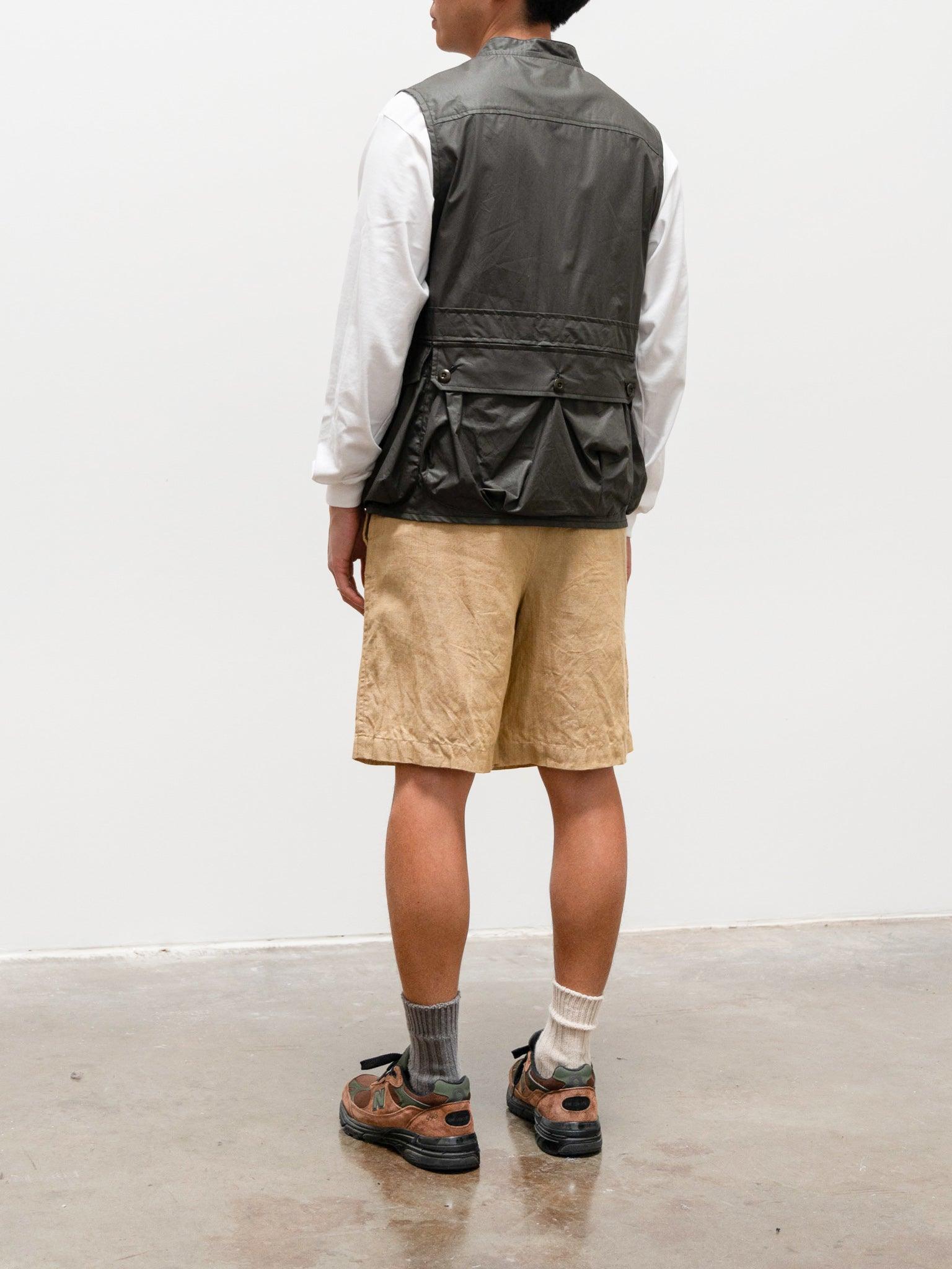 Namu Shop - ts(s) Chintz Finish Cotton Belted Field Vest - Olive