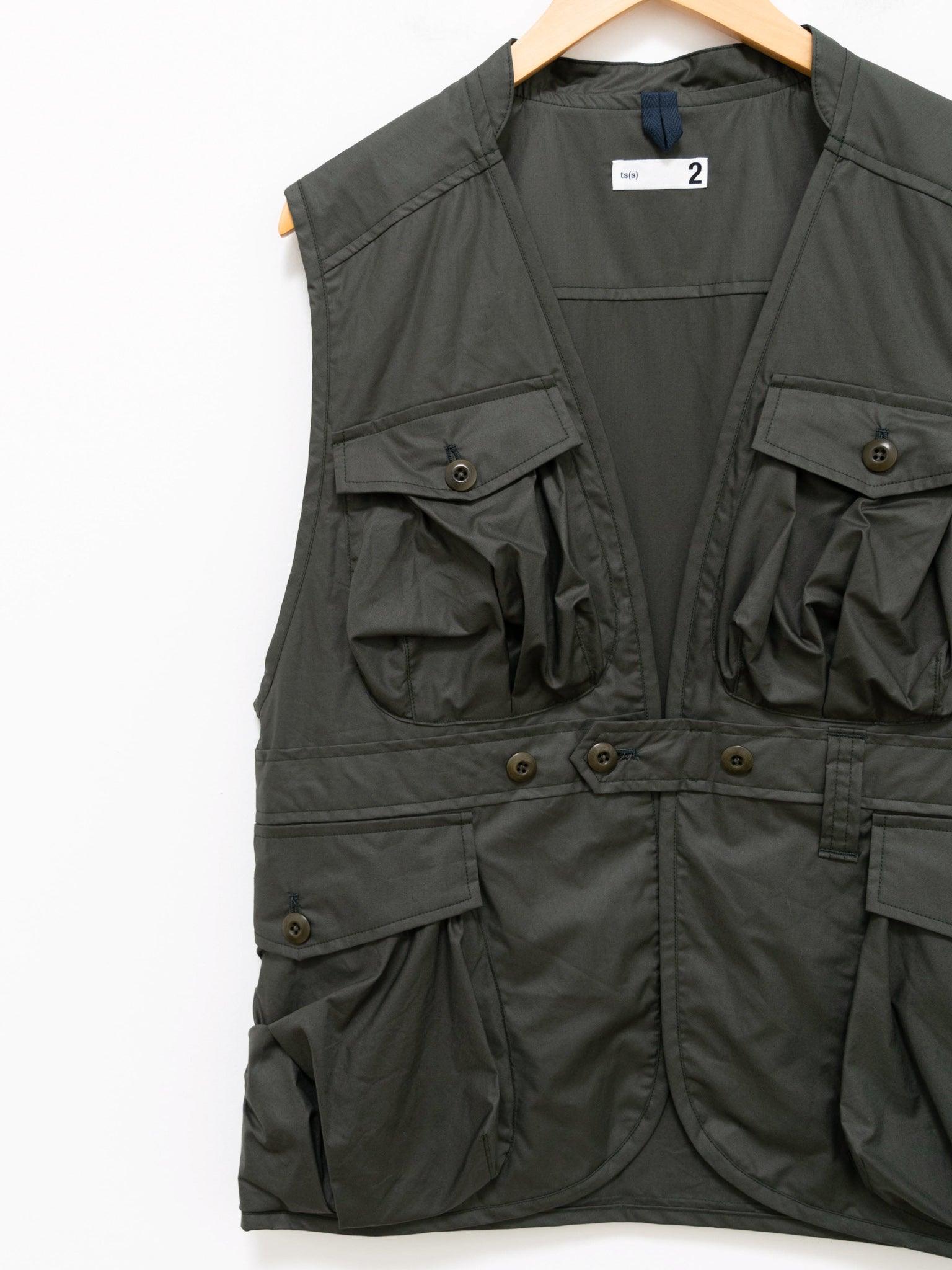 Namu Shop - ts(s) Chintz Finish Cotton Belted Field Vest - Olive