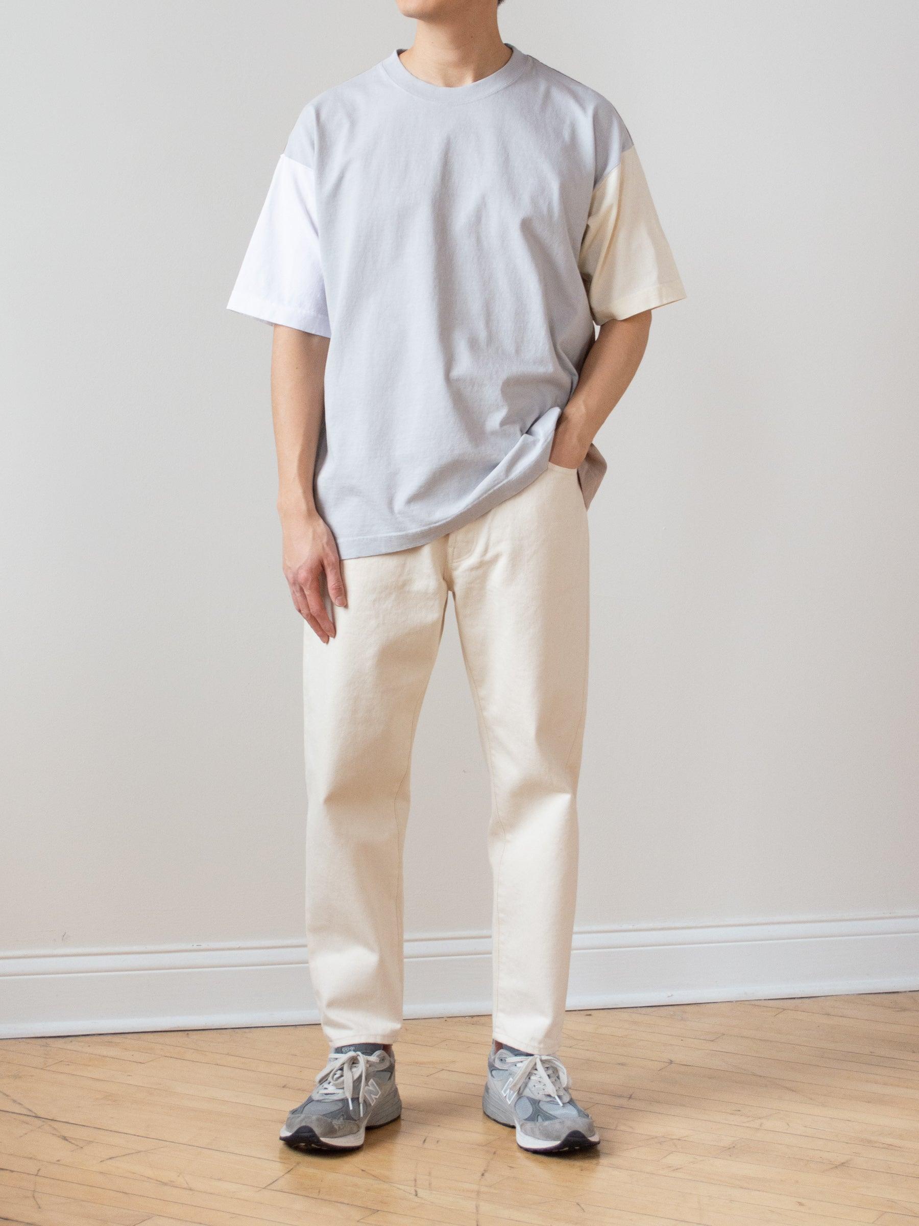 Namu Shop - ts(s) Color Panel Oversized Dry Touch T-Shirt - Light Gray