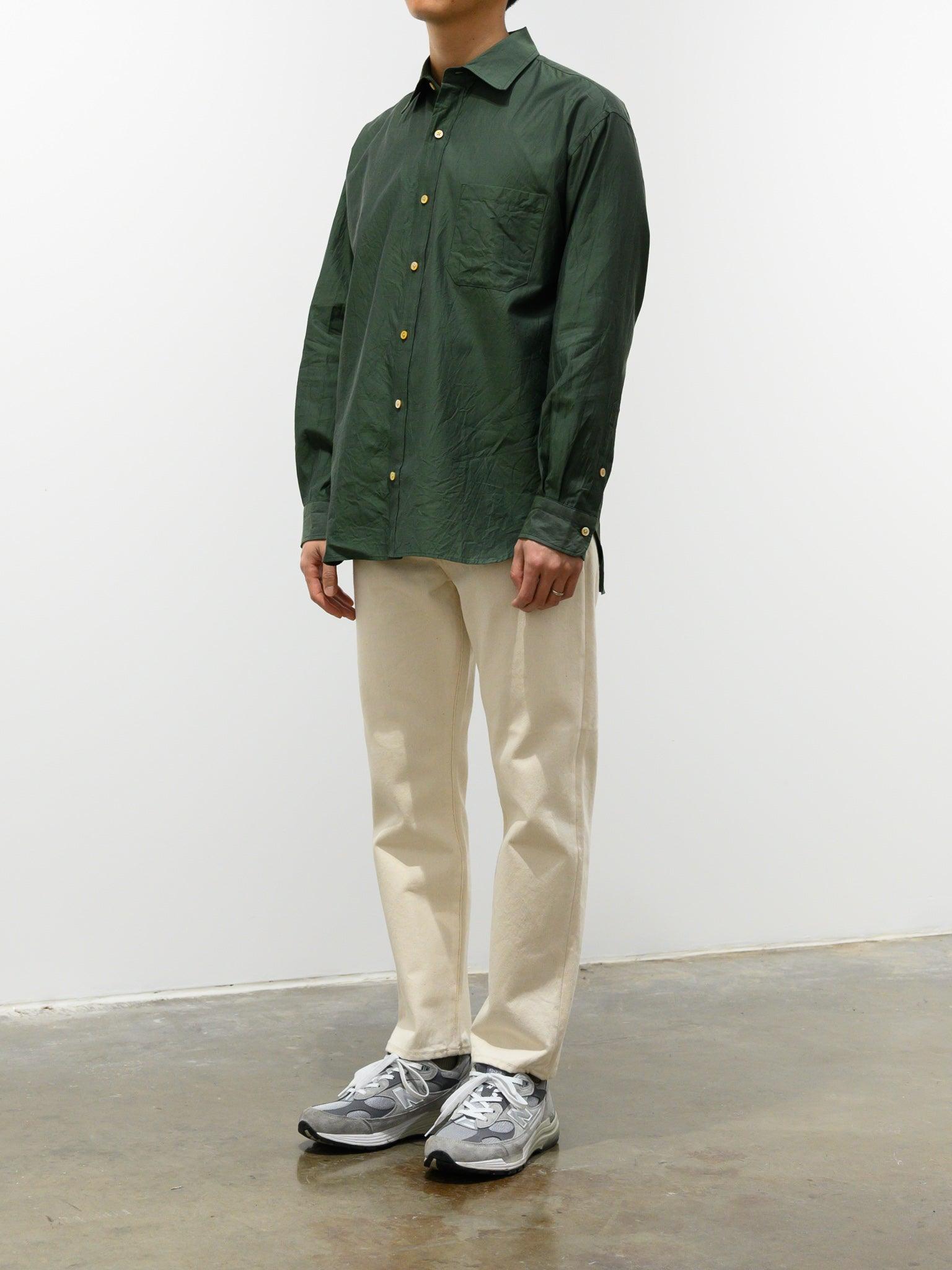 Namu Shop - ts(s) Cotton Silk Chambray Baggy Fit Shirt - Green