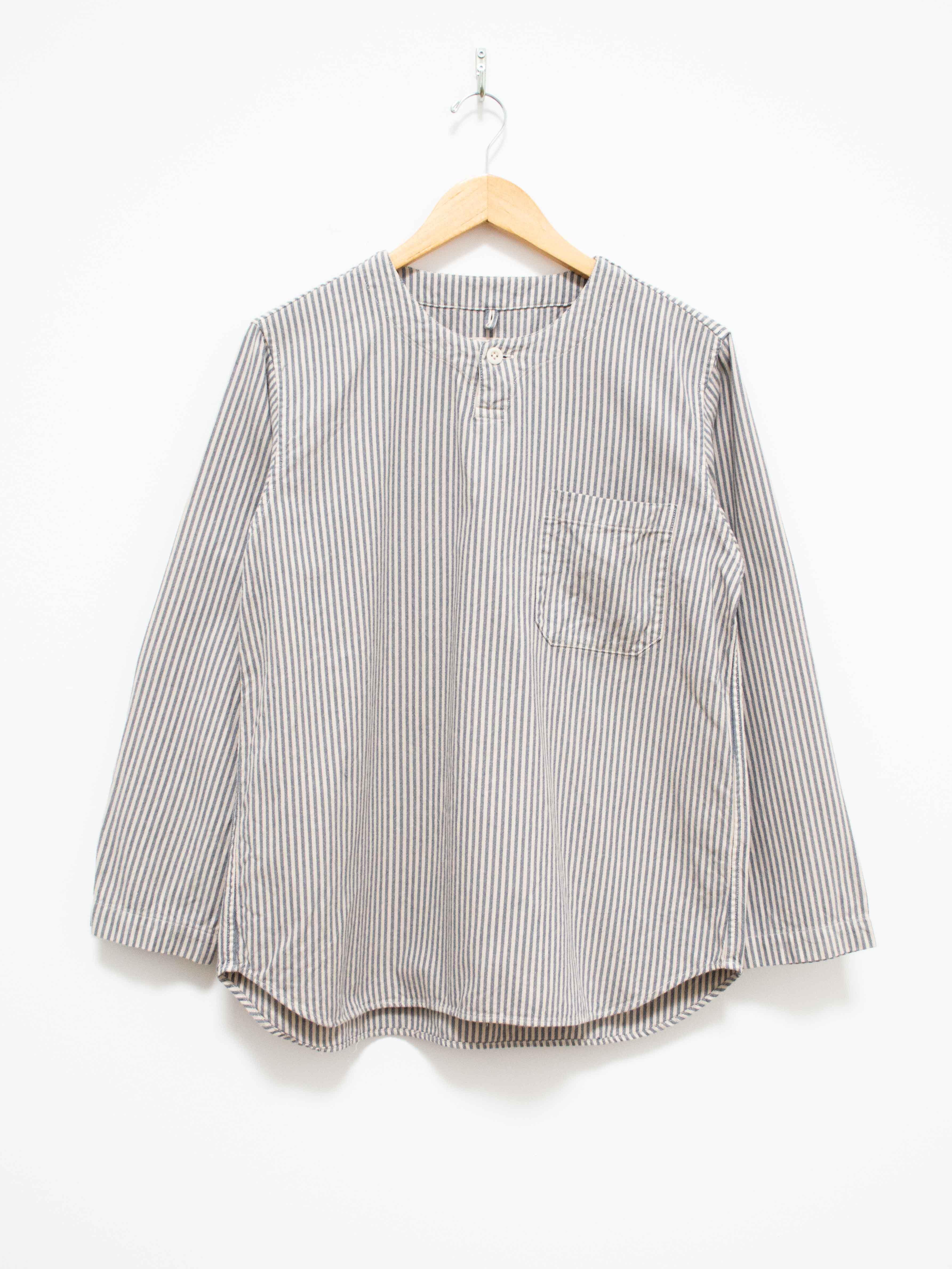 Namu Shop - ts(s) Garment Dyed Brushed Cotton Oxford Henley Shirt - Beige Stripe