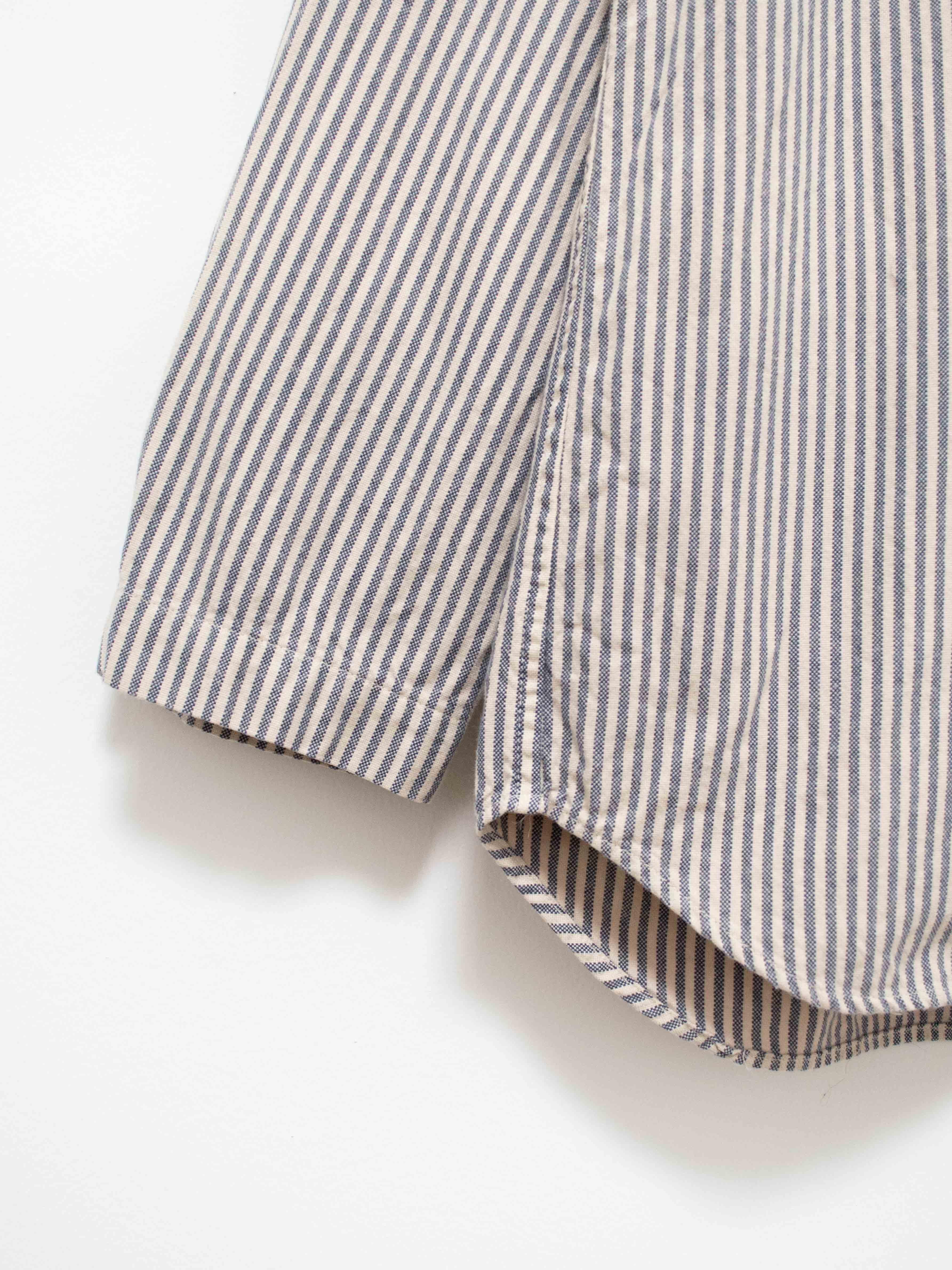 Namu Shop - ts(s) Garment Dyed Brushed Cotton Oxford Henley Shirt - Beige Stripe