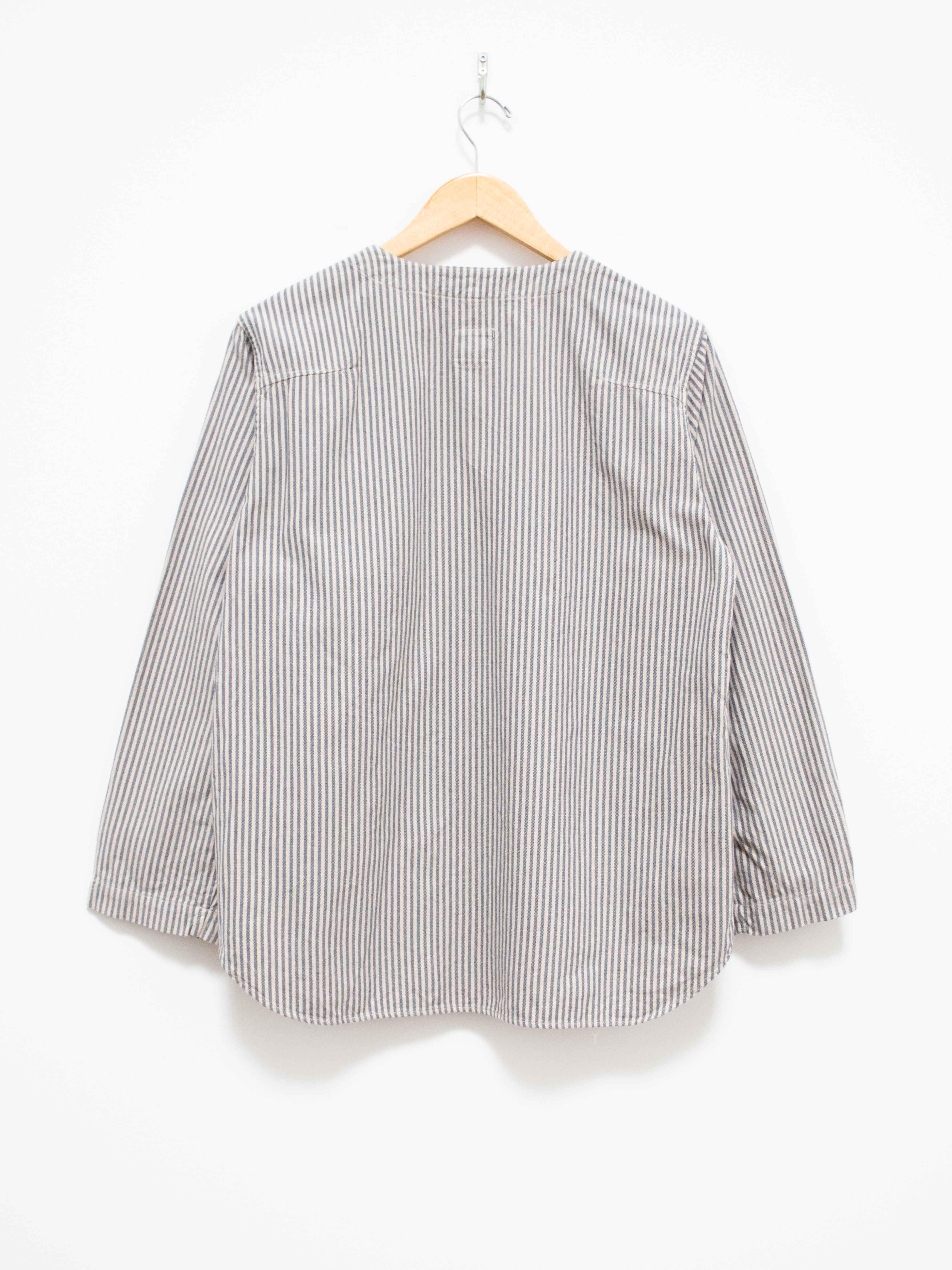 Namu Shop - ts(s) Garment Dyed Brushed Cotton Oxford Henley Shirt - Beige Stripe