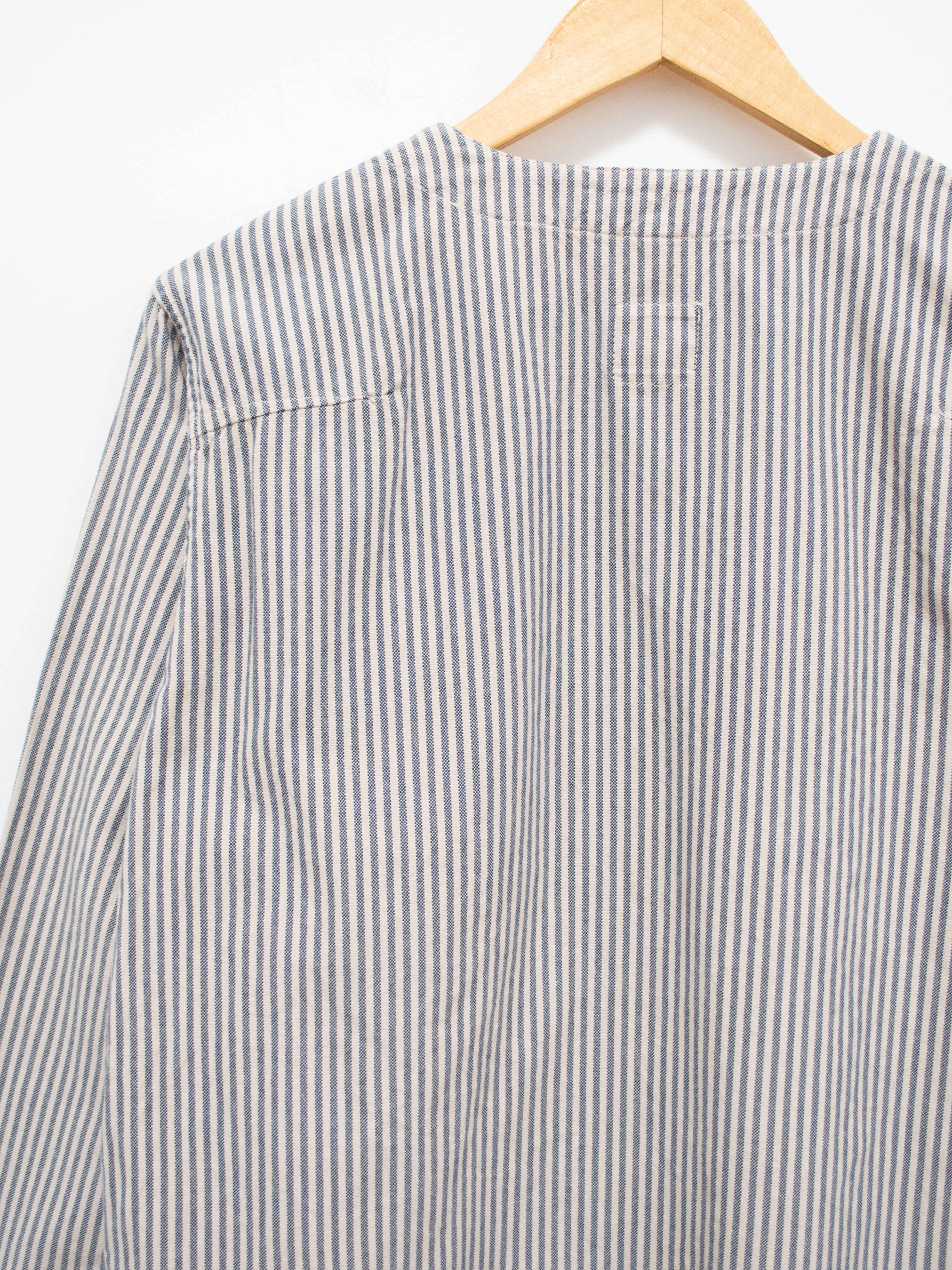 Namu Shop - ts(s) Garment Dyed Brushed Cotton Oxford Henley Shirt - Beige Stripe