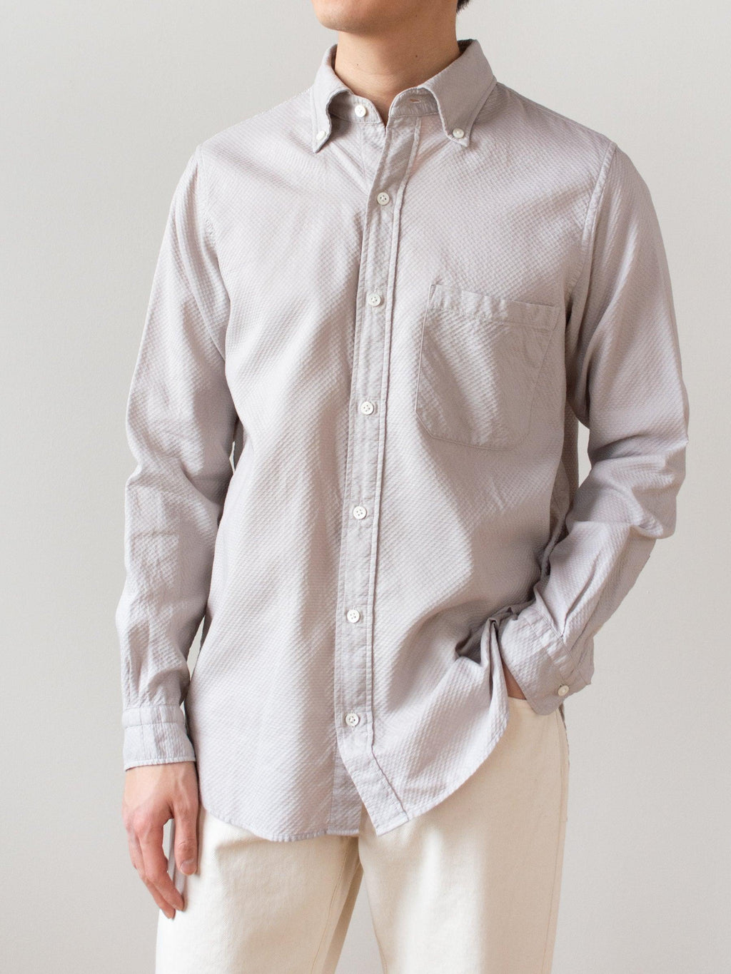 Namu Shop - ts(s) Garment Dyed Dobby Cloth BD Shirt - Greige
