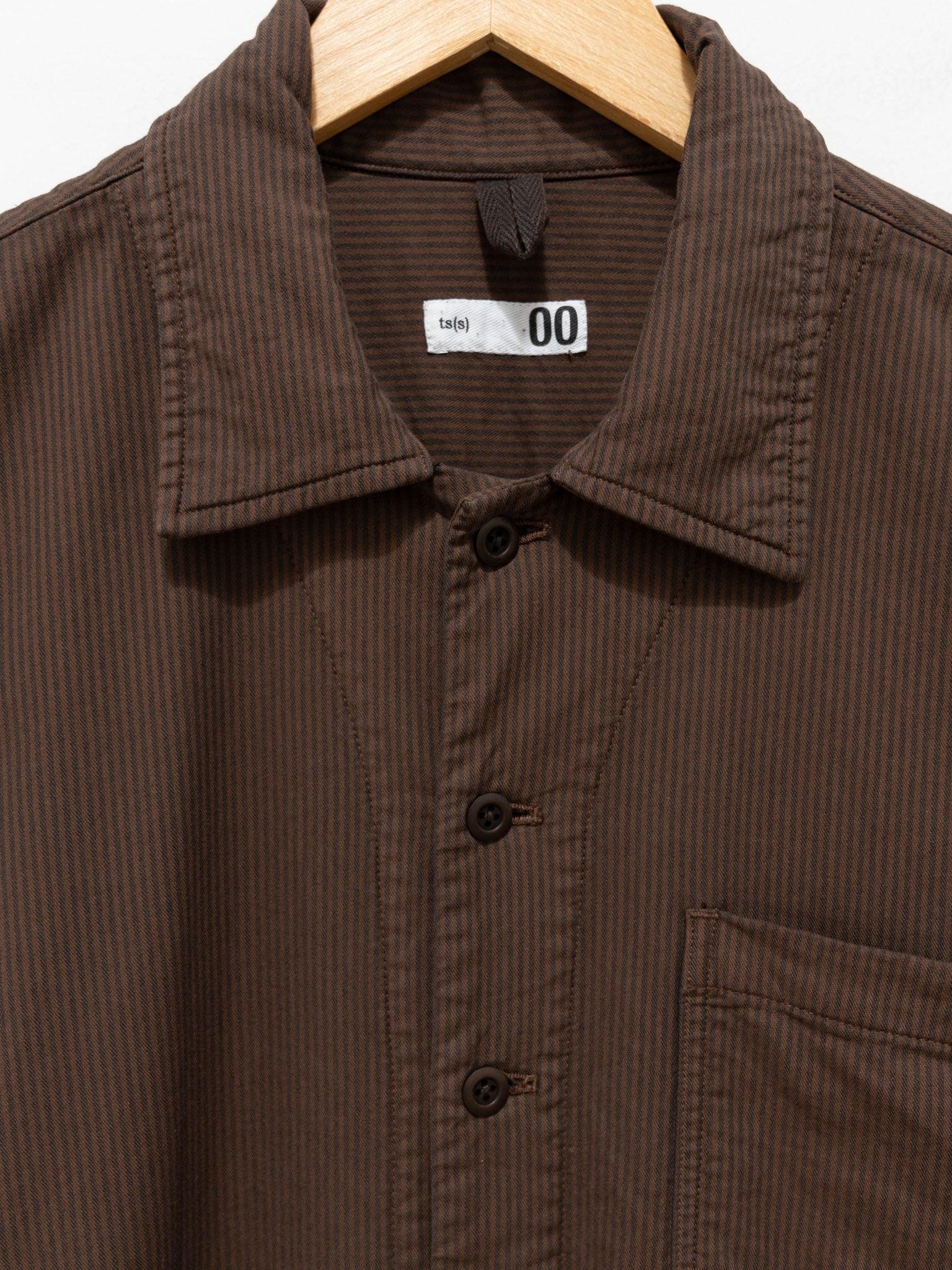 Namu Shop - ts(s) Garment Dyed Stripe Stretch Baggy Jumpsuit - Brown