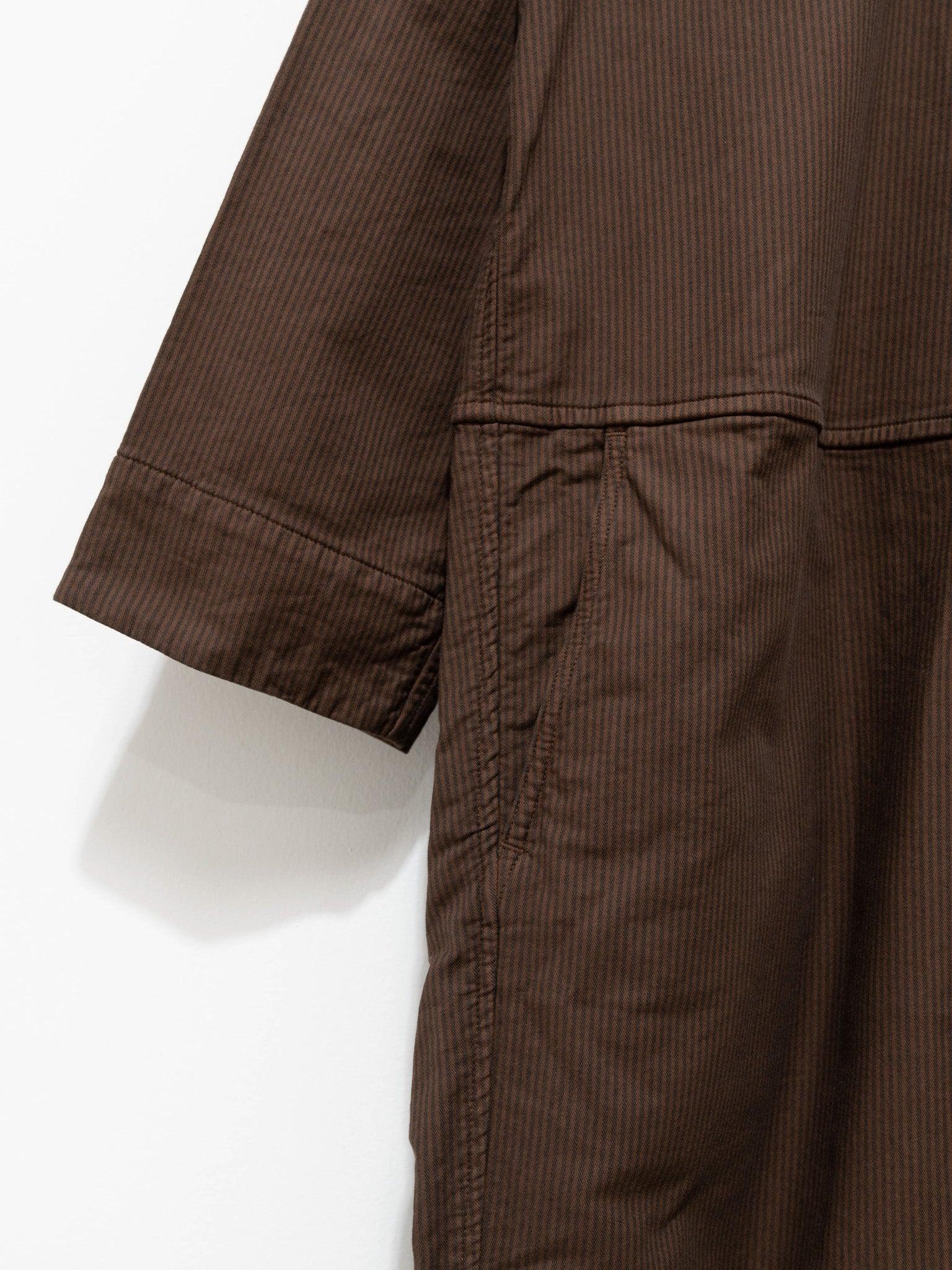 Namu Shop - ts(s) Garment Dyed Stripe Stretch Baggy Jumpsuit - Brown